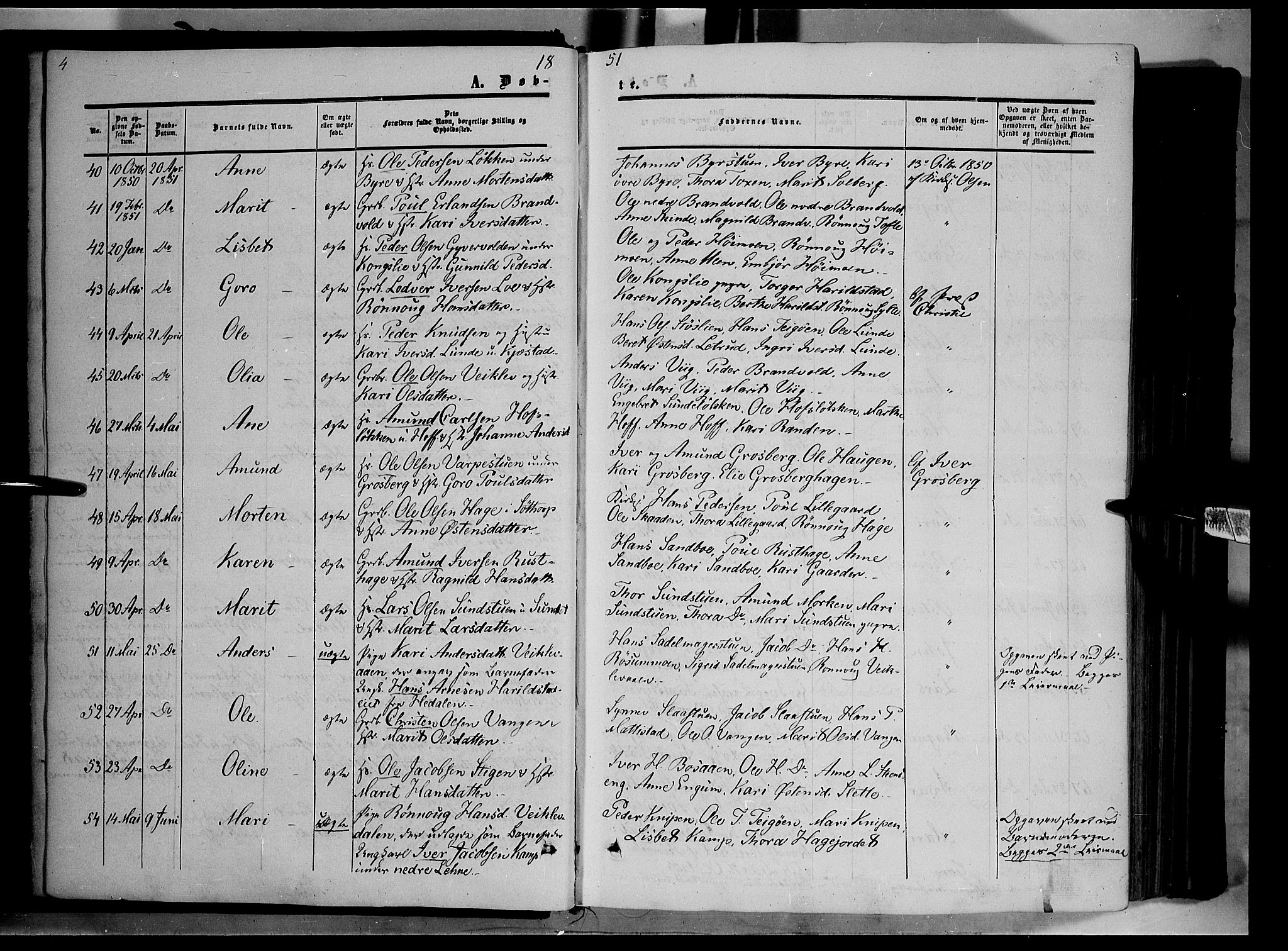 Nord-Fron prestekontor, AV/SAH-PREST-080/H/Ha/Haa/L0001: Parish register (official) no. 1, 1851-1864, p. 4