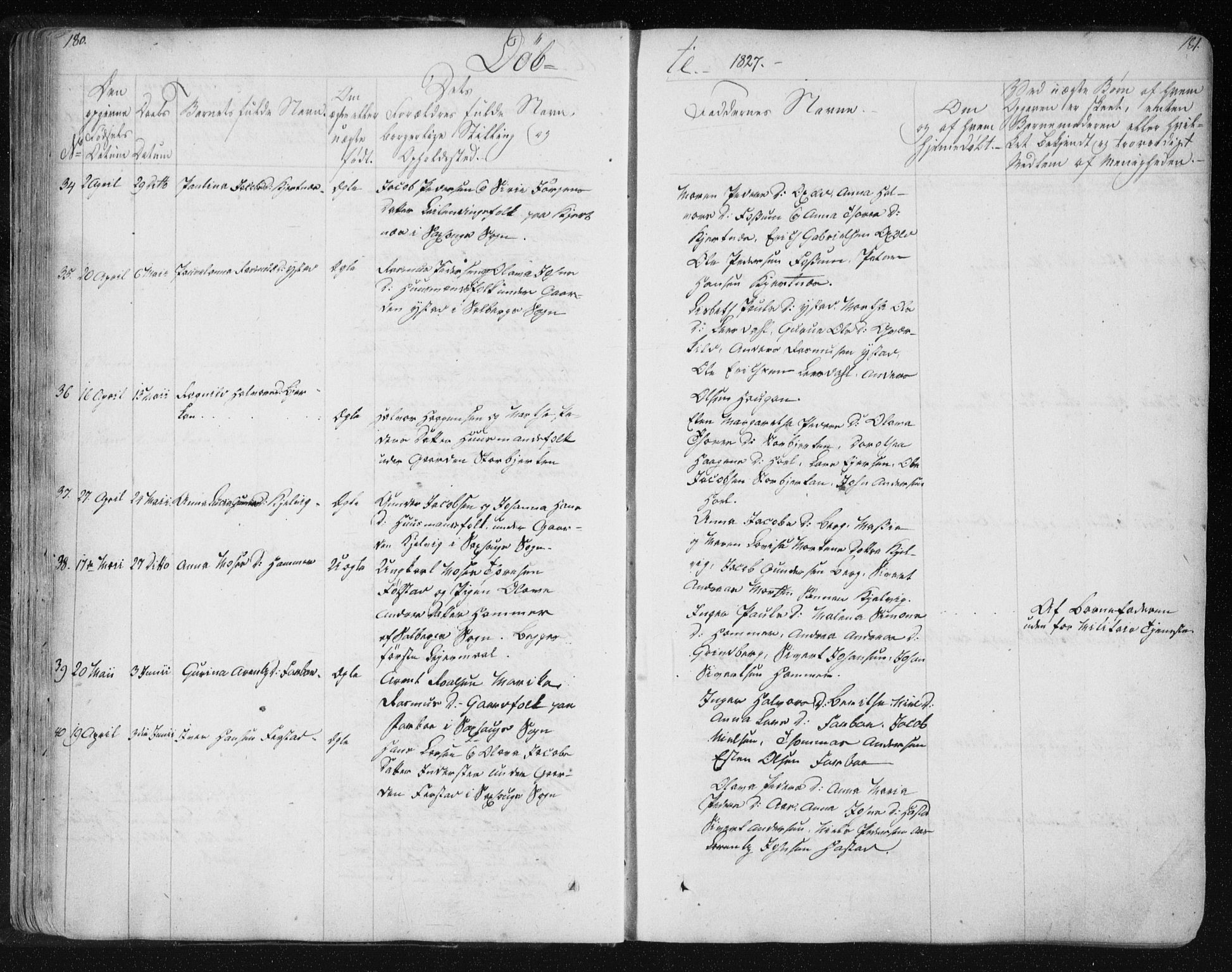 Ministerialprotokoller, klokkerbøker og fødselsregistre - Nord-Trøndelag, SAT/A-1458/730/L0276: Parish register (official) no. 730A05, 1822-1830, p. 180-181