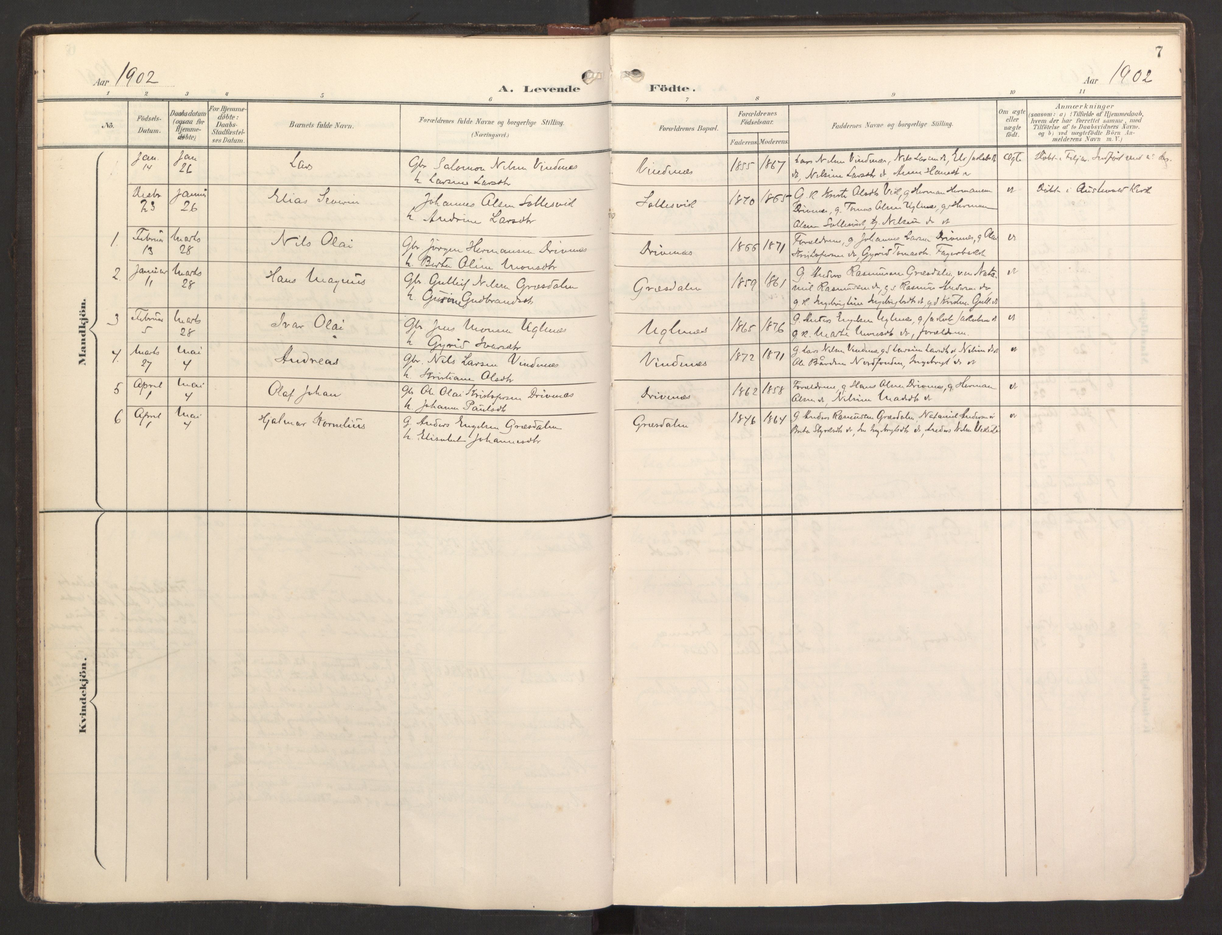 Fitjar sokneprestembete, SAB/A-99926: Parish register (official) no. B 1, 1900-1926, p. 7