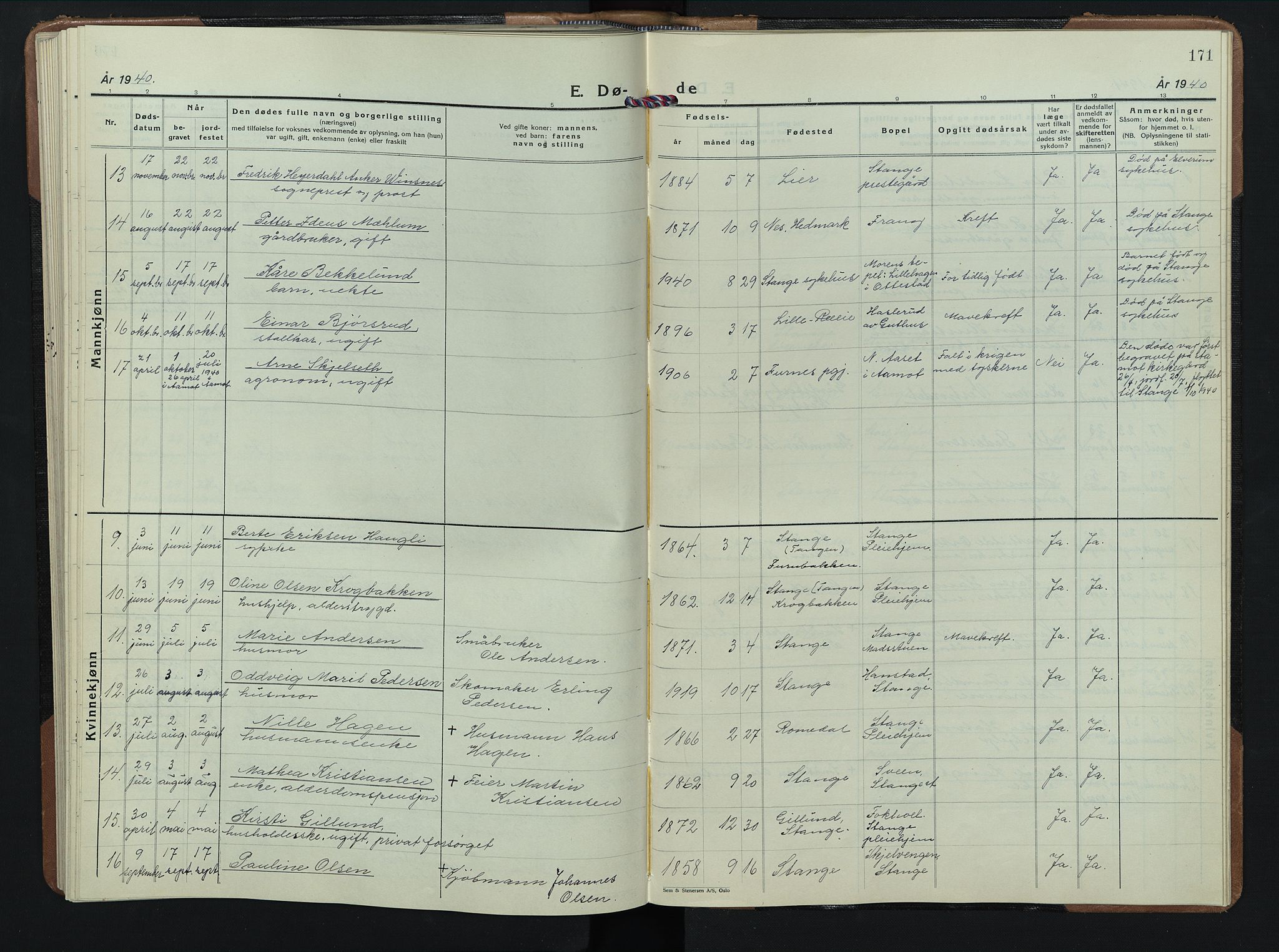 Stange prestekontor, AV/SAH-PREST-002/L/L0020: Parish register (copy) no. 20, 1936-1947, p. 171