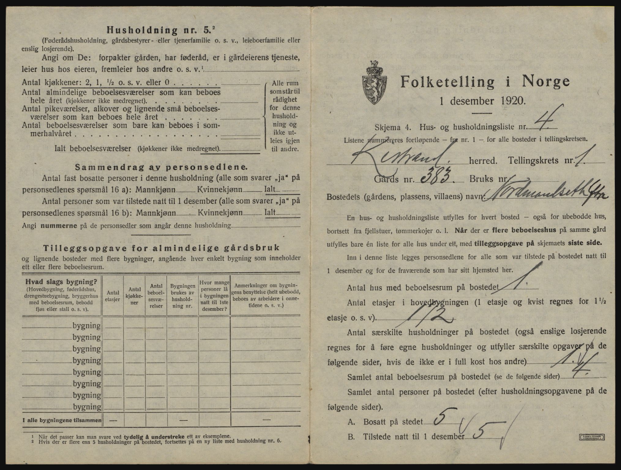 SATØ, 1920 census for Kistrand, 1920, p. 40