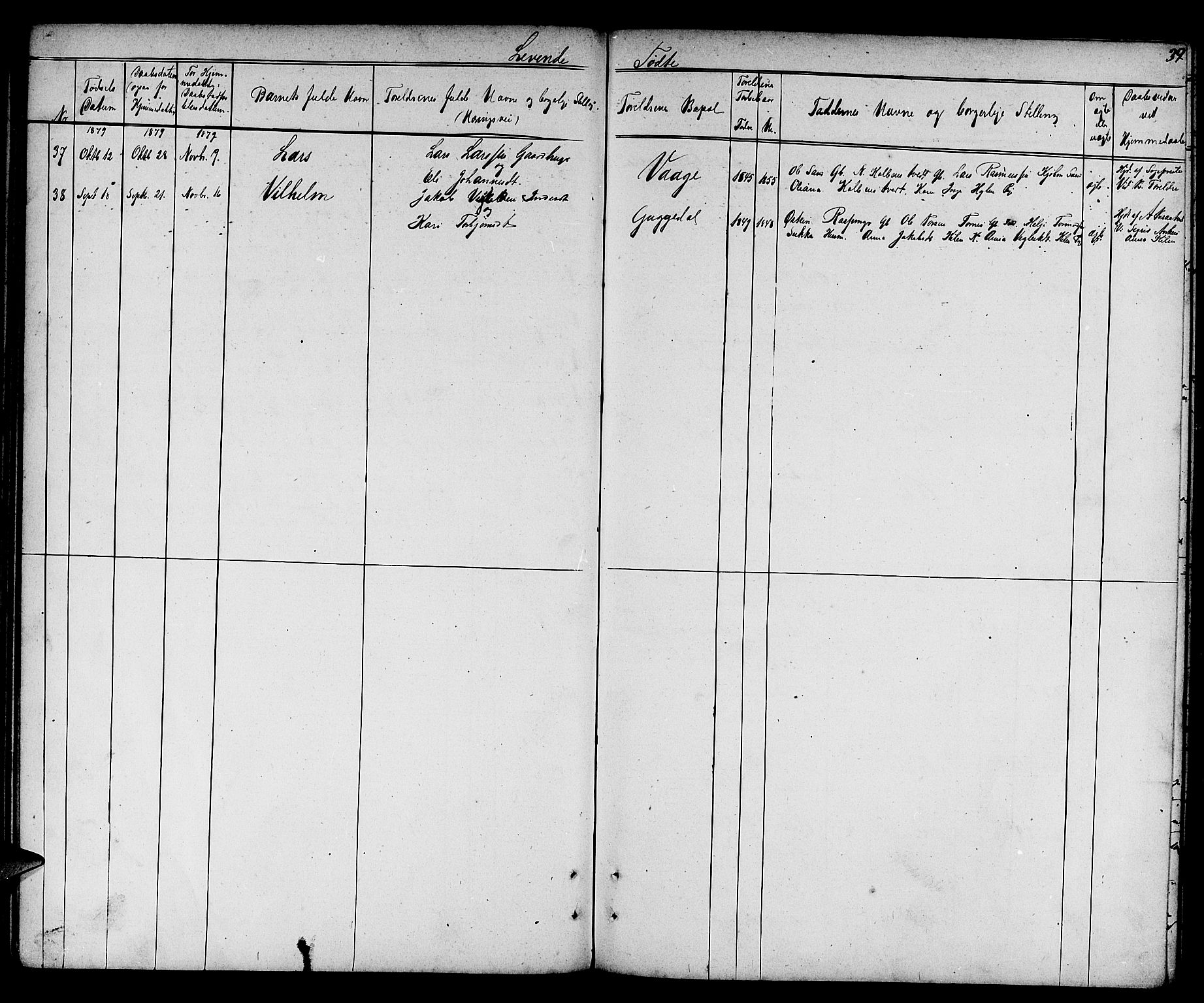 Suldal sokneprestkontor, SAST/A-101845/01/V/L0004: Parish register (copy) no. B 4, 1866-1885, p. 39