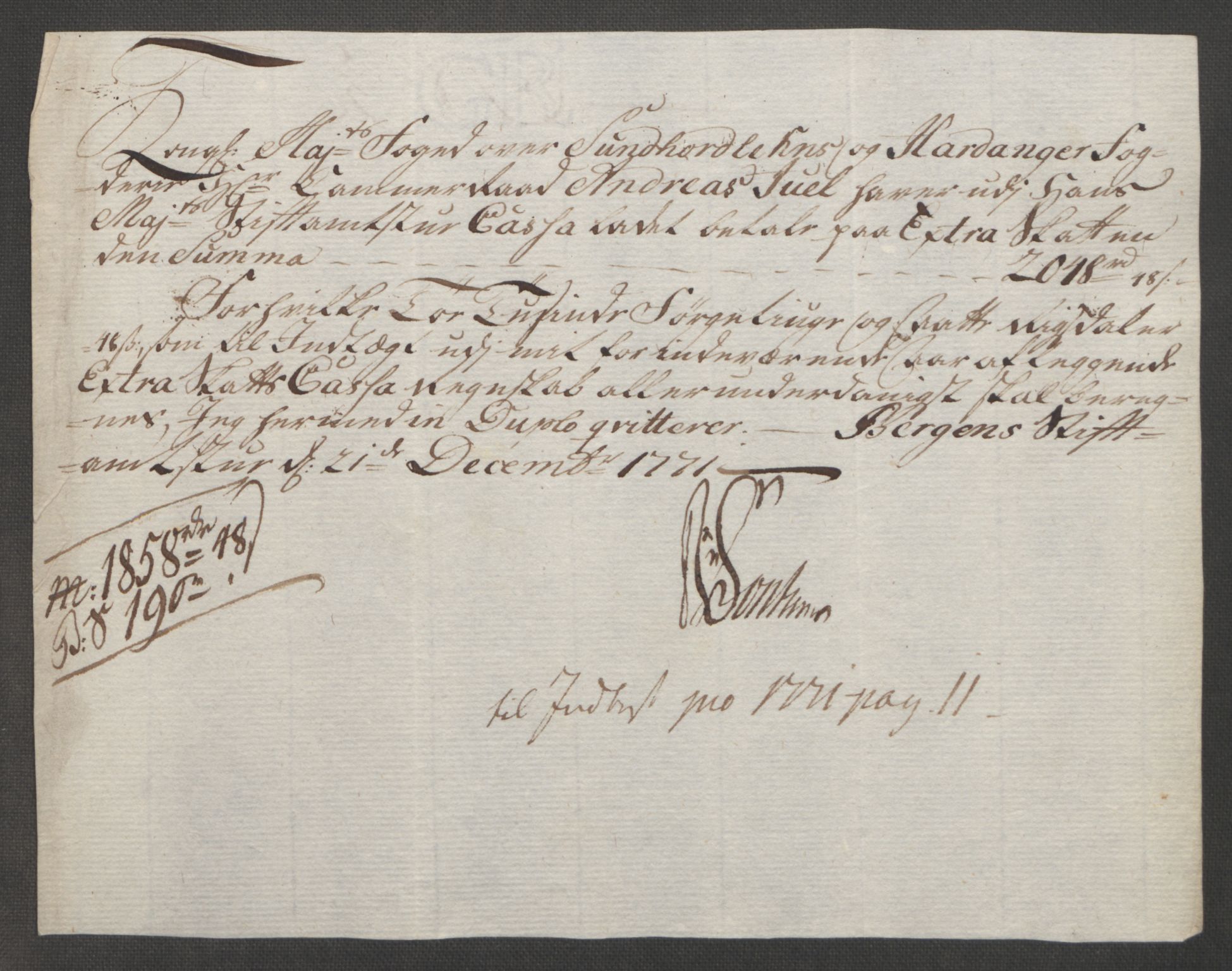 Rentekammeret inntil 1814, Reviderte regnskaper, Fogderegnskap, AV/RA-EA-4092/R48/L3136: Ekstraskatten Sunnhordland og Hardanger, 1762-1772, p. 253