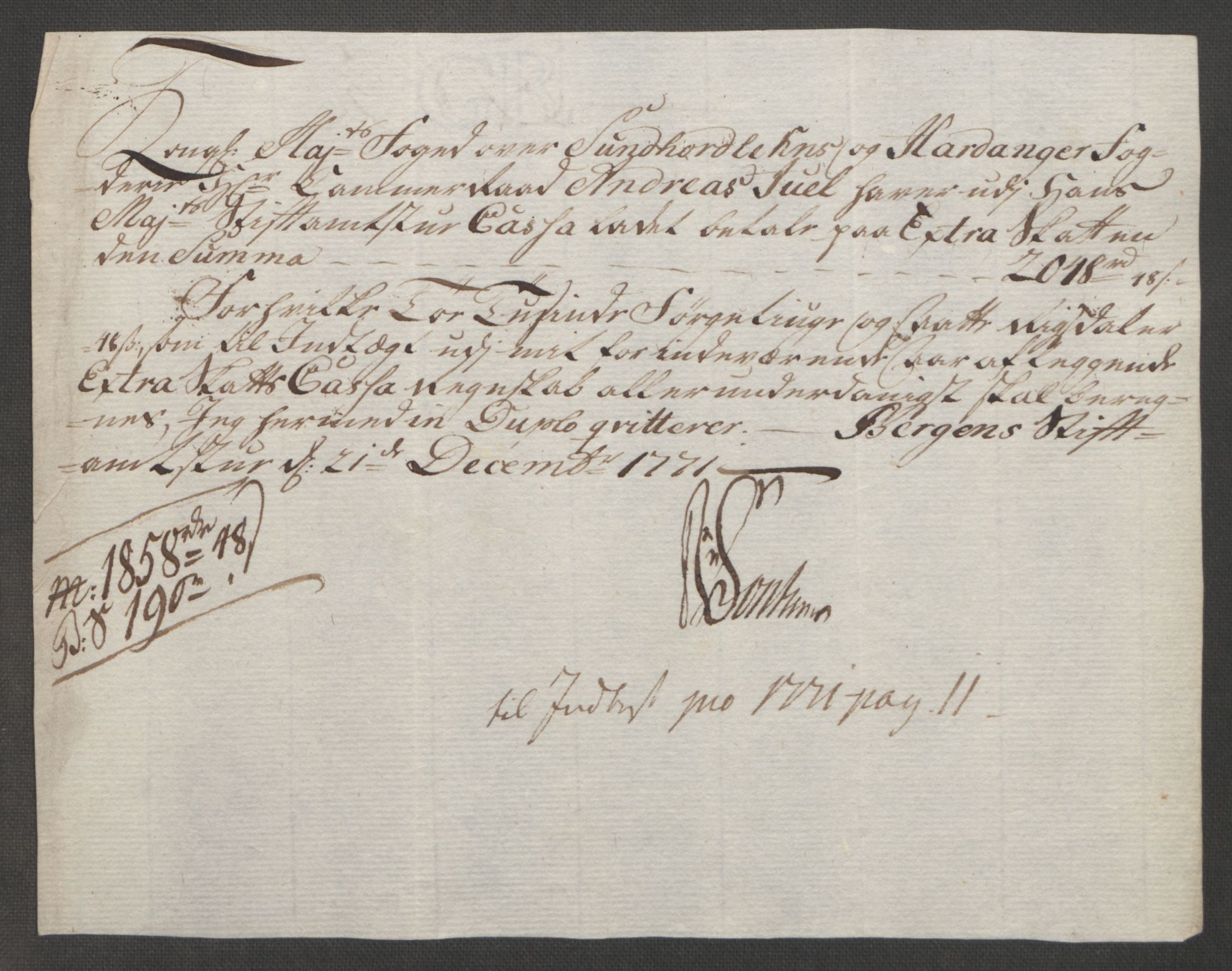 Rentekammeret inntil 1814, Reviderte regnskaper, Fogderegnskap, RA/EA-4092/R48/L3136: Ekstraskatten Sunnhordland og Hardanger, 1762-1772, p. 253