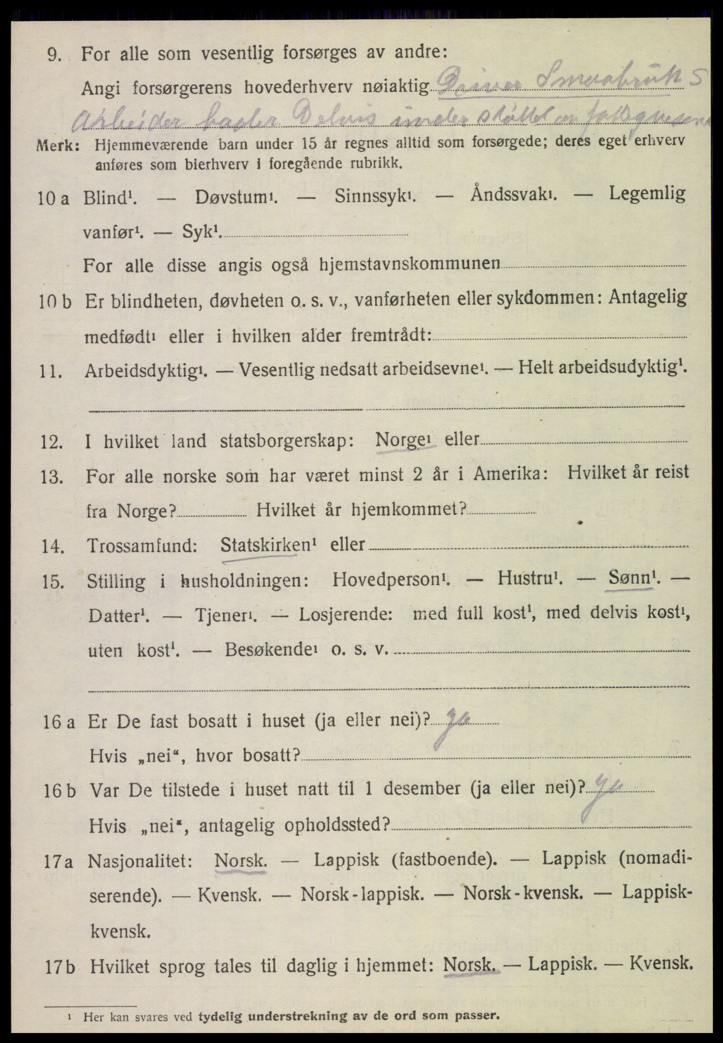 SAT, 1920 census for Vefsn, 1920, p. 10158