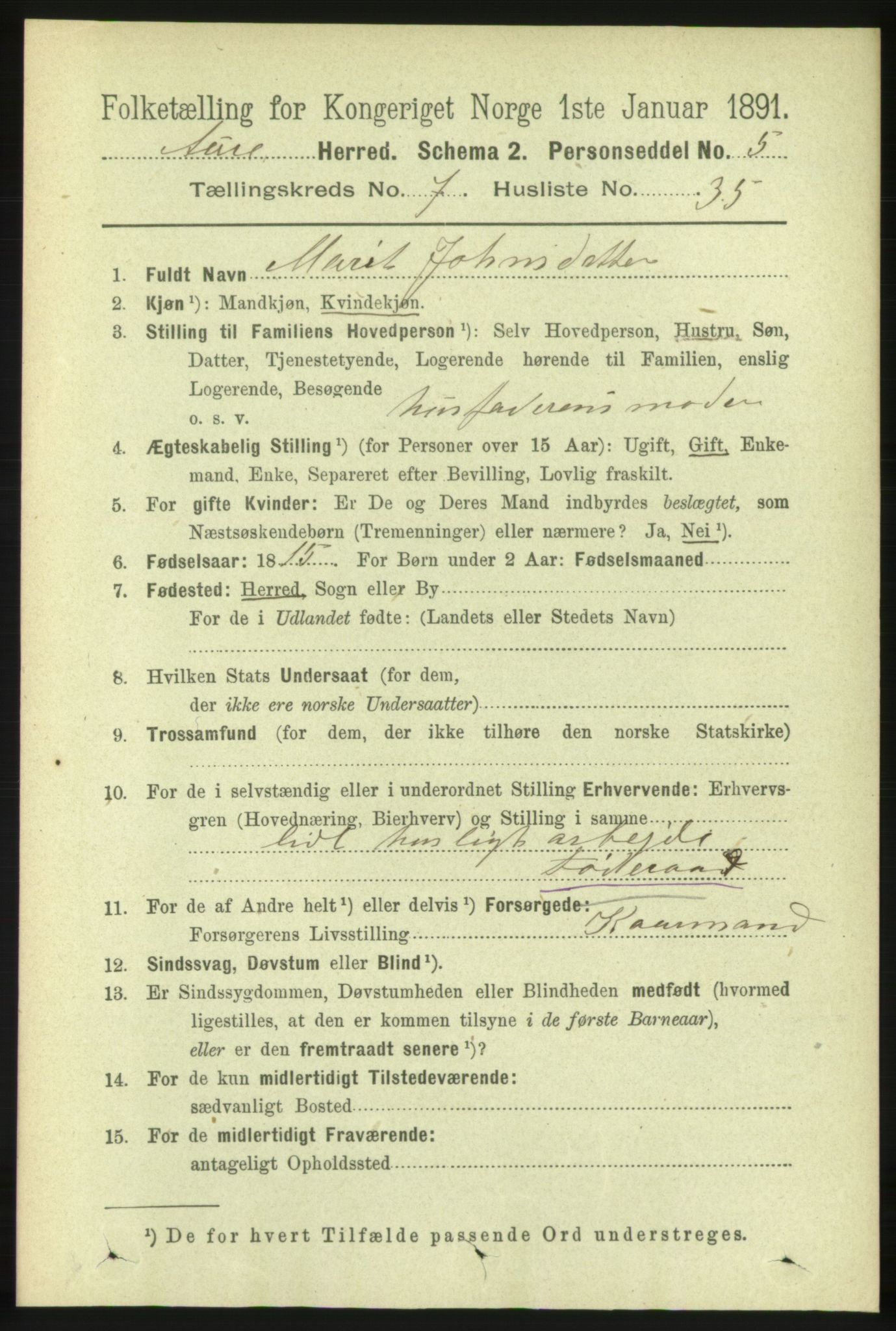 RA, 1891 census for 1569 Aure, 1891, p. 4079