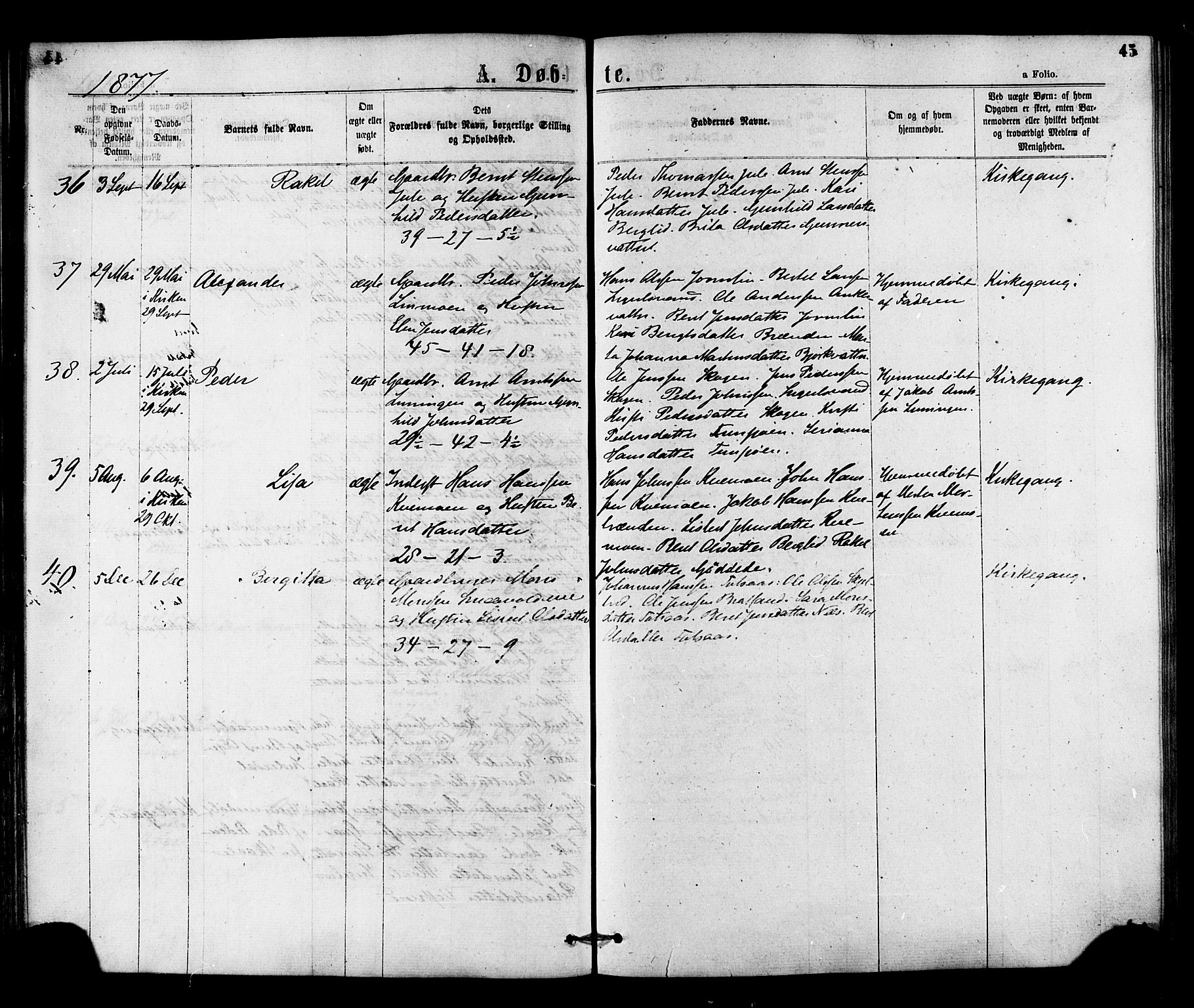 Ministerialprotokoller, klokkerbøker og fødselsregistre - Nord-Trøndelag, SAT/A-1458/755/L0493: Parish register (official) no. 755A02, 1865-1881, p. 45