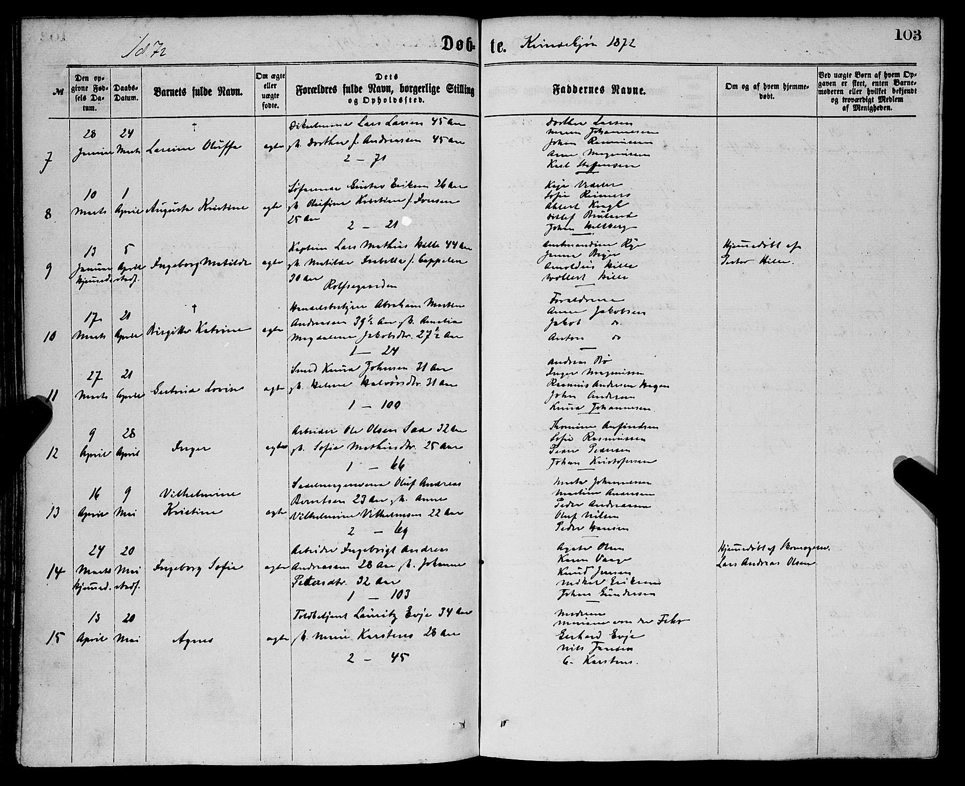 Sandviken Sokneprestembete, AV/SAB-A-77601/H/Ha/L0001: Parish register (official) no. A 1, 1867-1877, p. 103