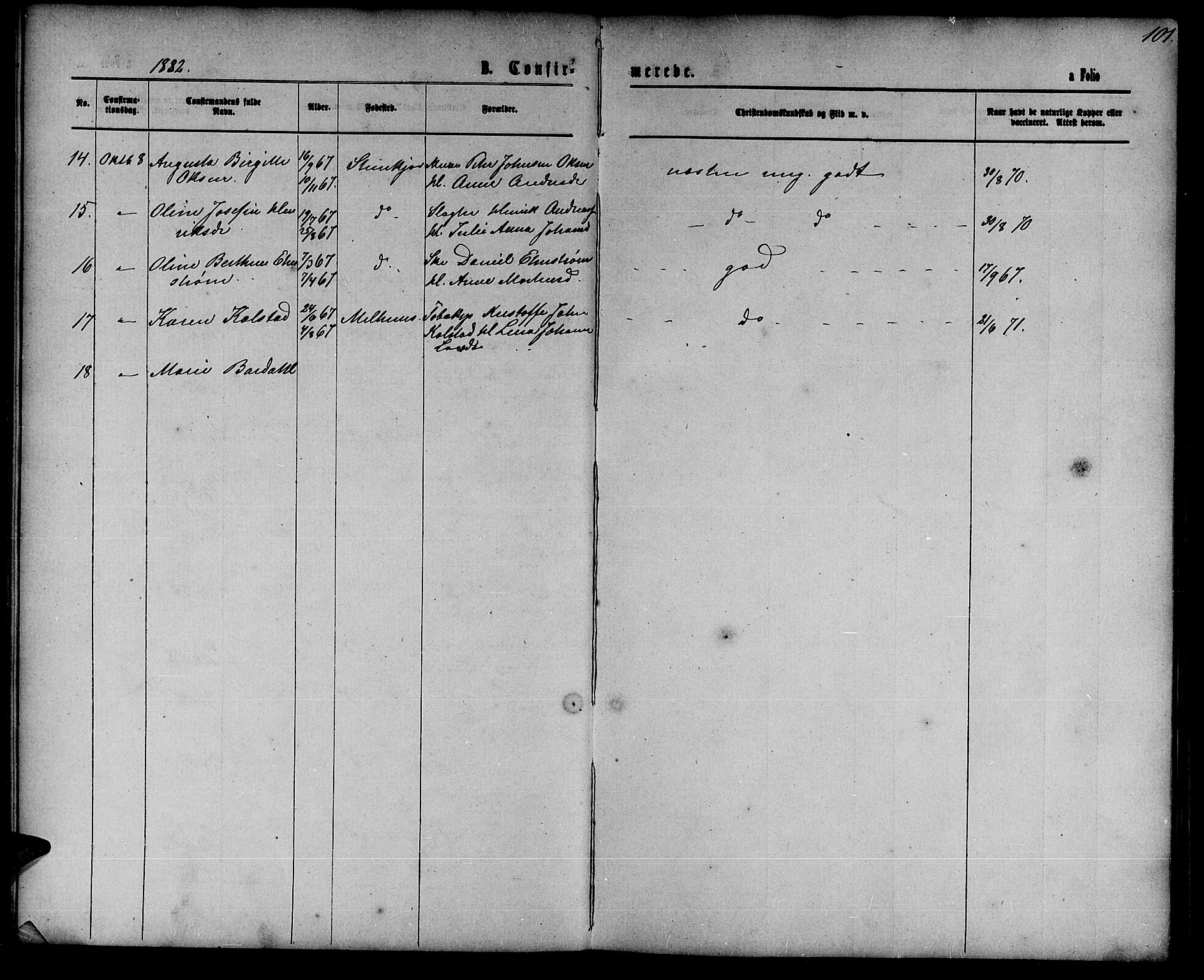 Ministerialprotokoller, klokkerbøker og fødselsregistre - Nord-Trøndelag, AV/SAT-A-1458/739/L0373: Parish register (copy) no. 739C01, 1865-1882, p. 101