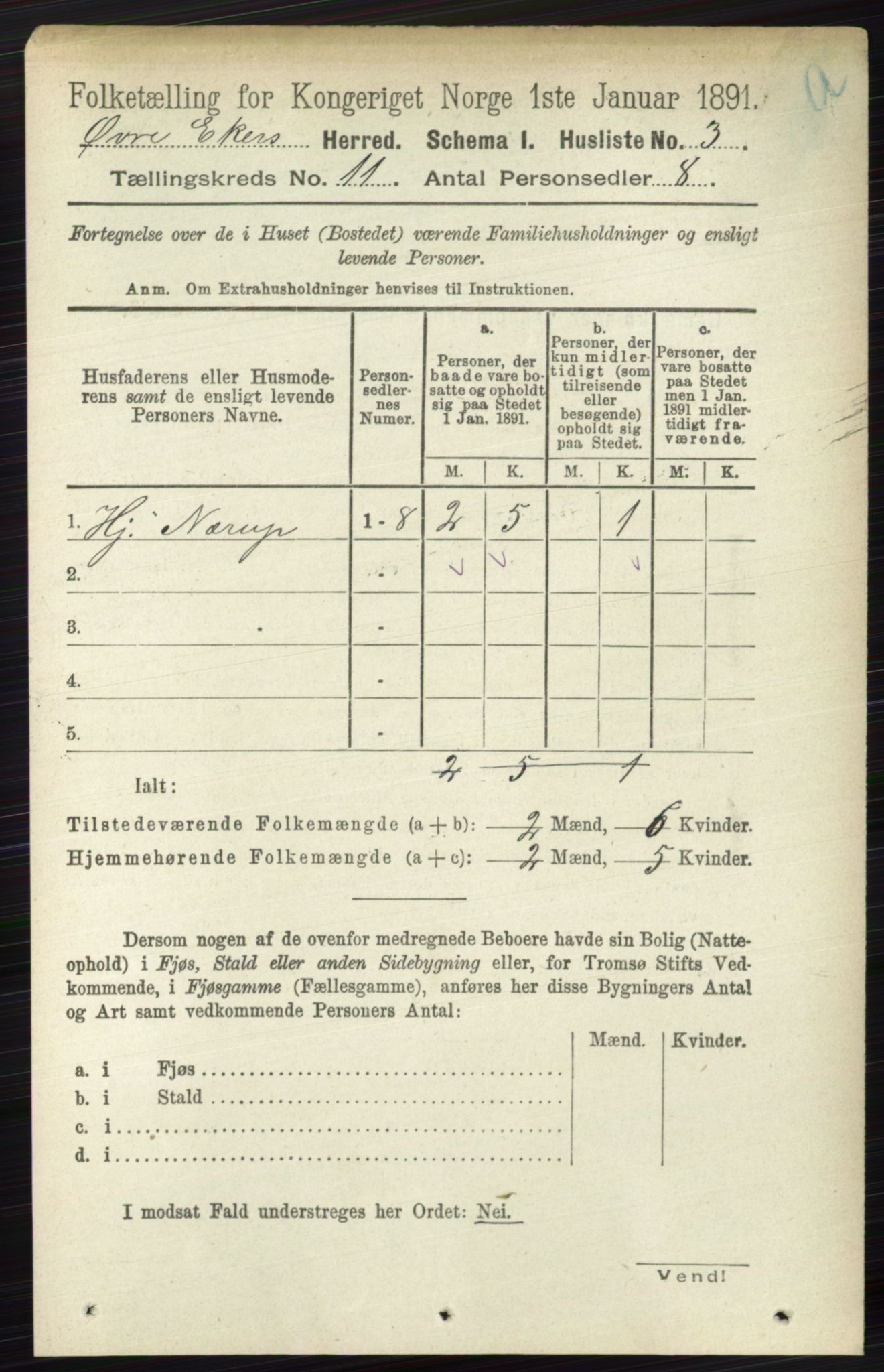 RA, 1891 census for 0624 Øvre Eiker, 1891, p. 4494