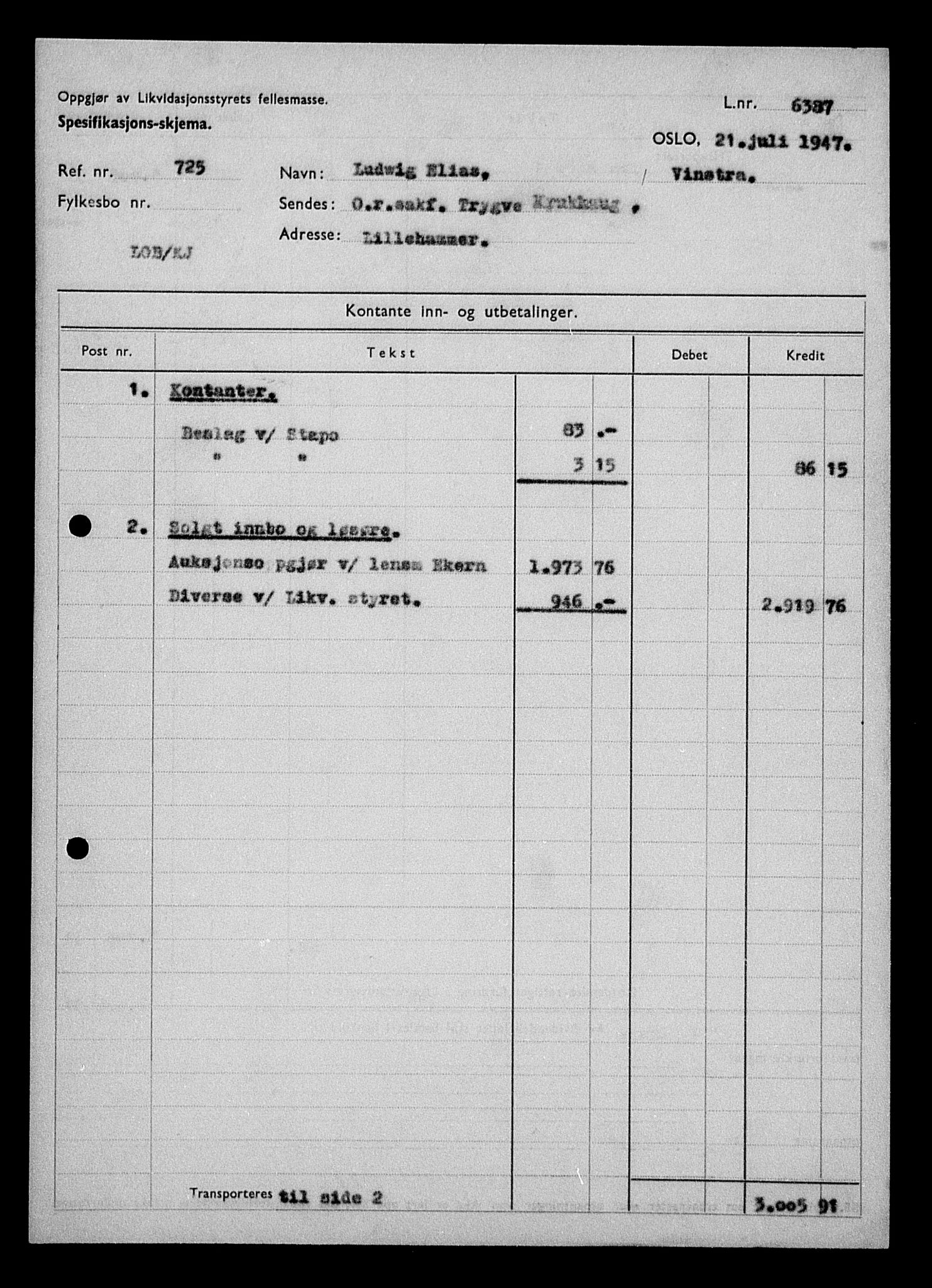 Justisdepartementet, Tilbakeføringskontoret for inndratte formuer, AV/RA-S-1564/H/Hc/Hcd/L0995: --, 1945-1947, p. 191