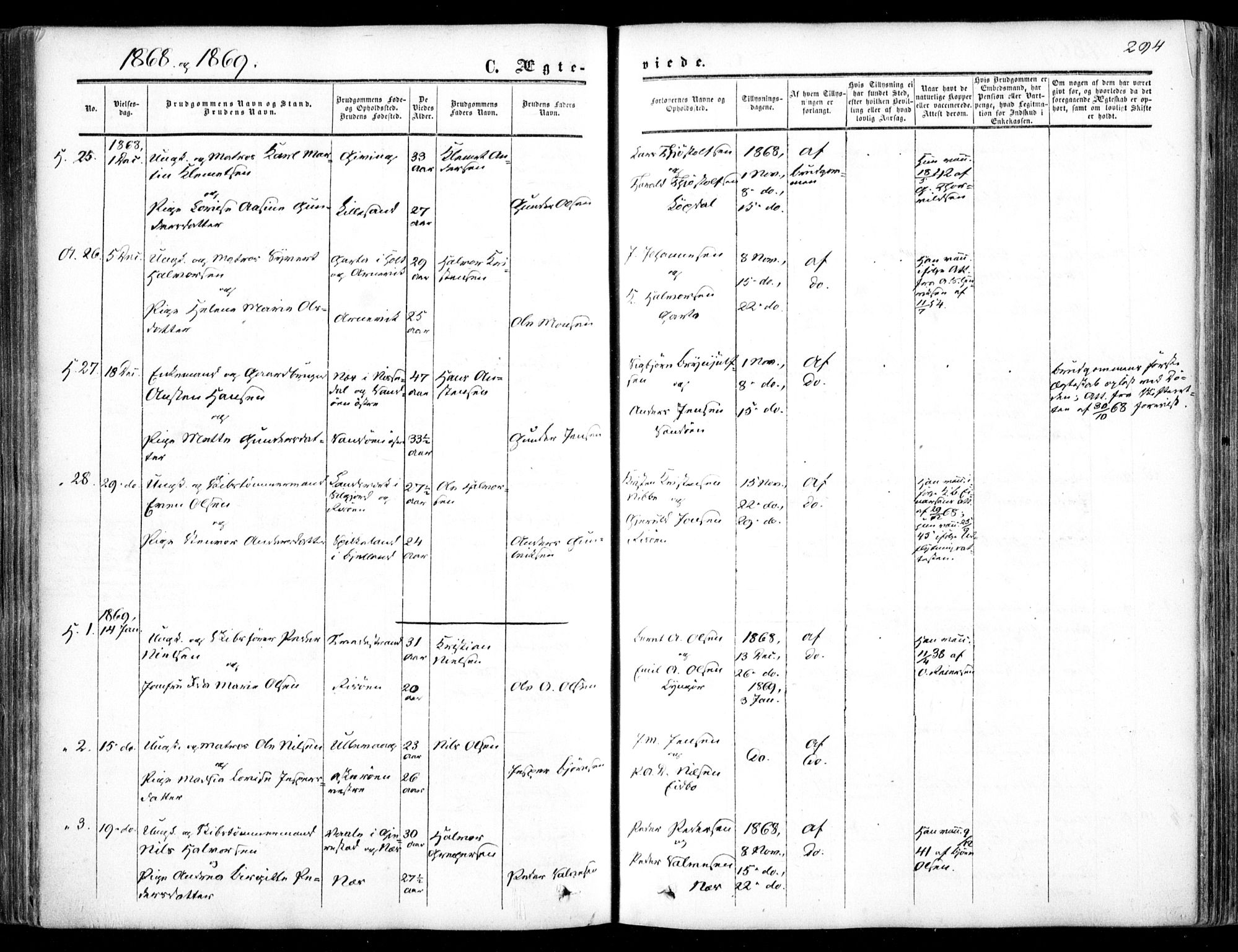 Dypvåg sokneprestkontor, SAK/1111-0007/F/Fa/Faa/L0006: Parish register (official) no. A 6, 1855-1872, p. 294