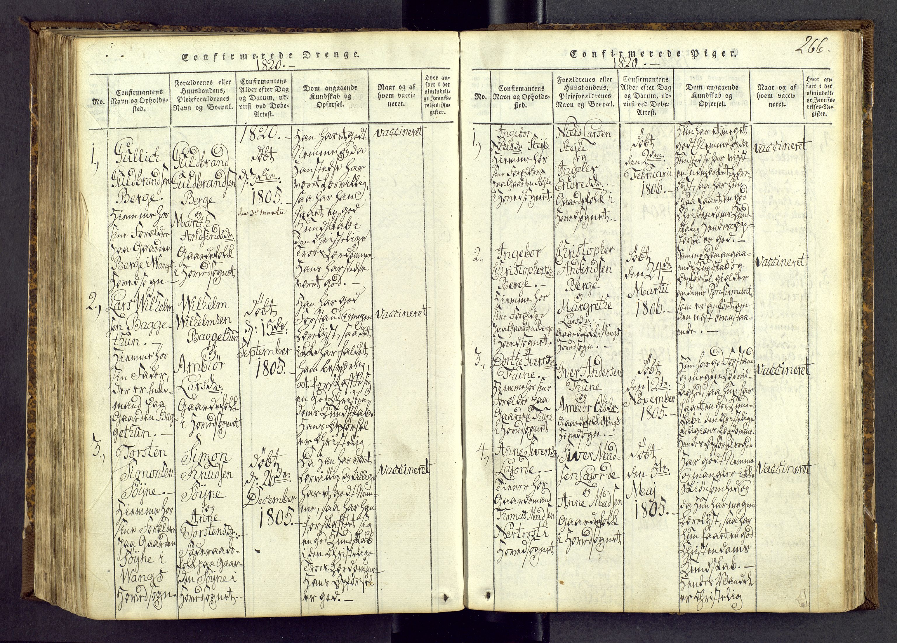 Vang prestekontor, Valdres, SAH/PREST-140/H/Ha/L0004: Parish register (official) no. 4, 1814-1831, p. 266
