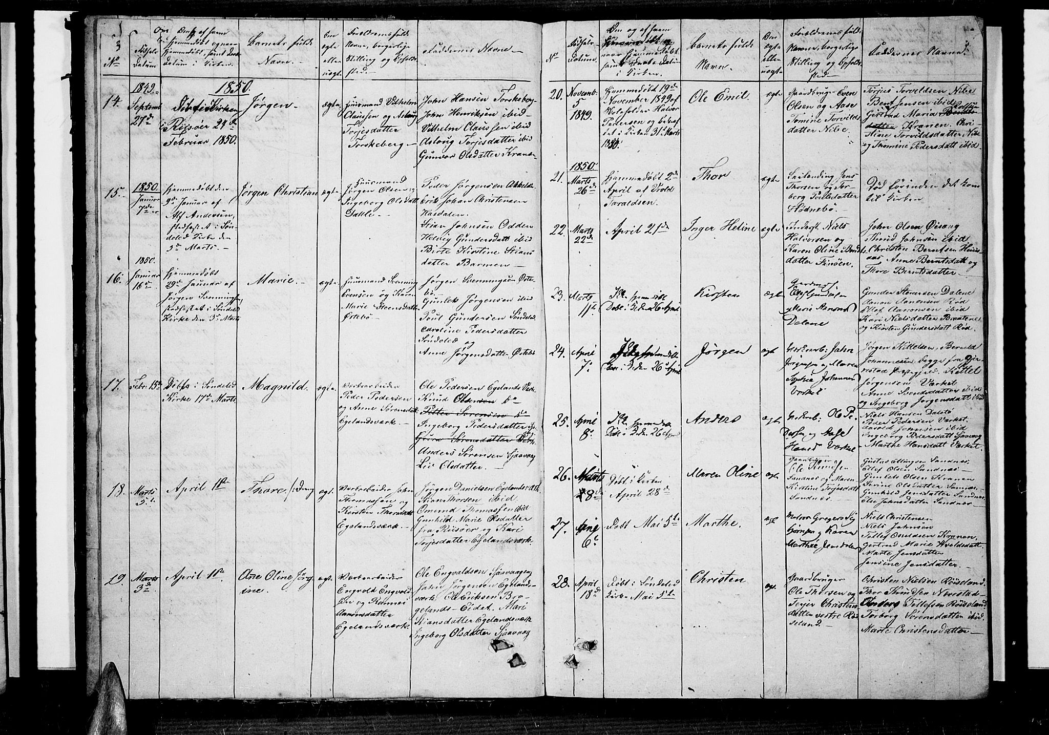 Søndeled sokneprestkontor, AV/SAK-1111-0038/F/Fb/L0003: Parish register (copy) no. B 3, 1849-1857, p. 3