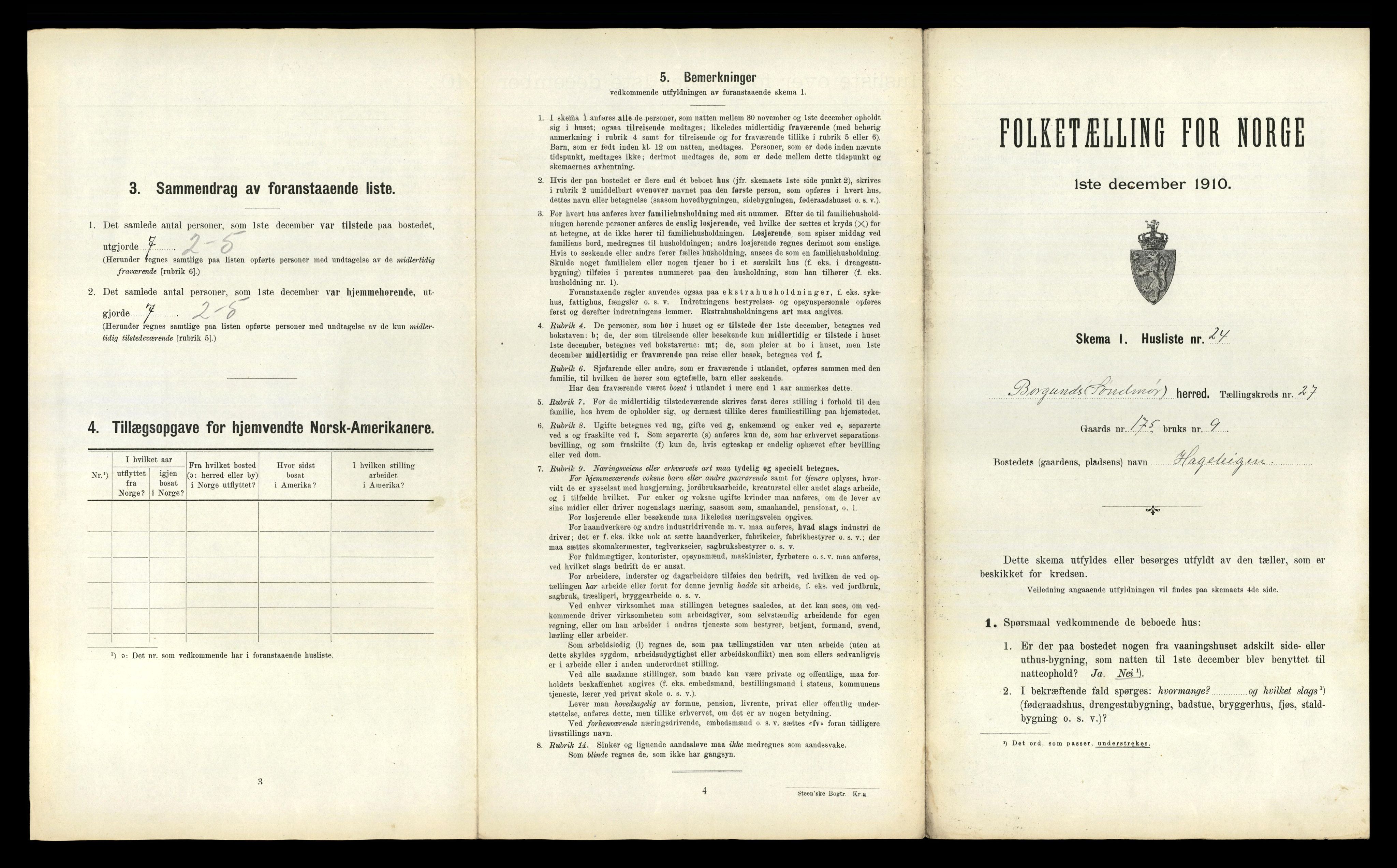 RA, 1910 census for Borgund, 1910, p. 1911