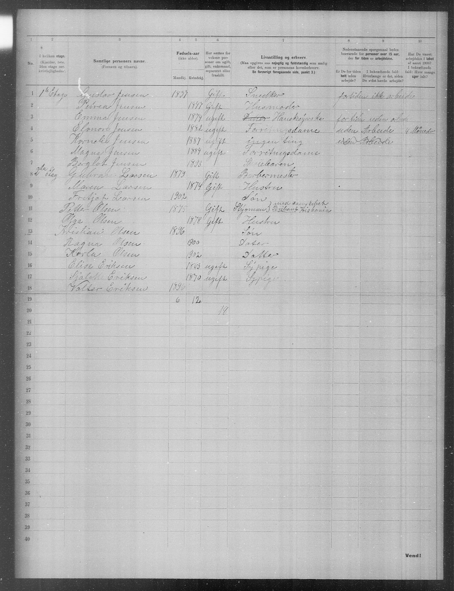 OBA, Municipal Census 1903 for Kristiania, 1903, p. 24046