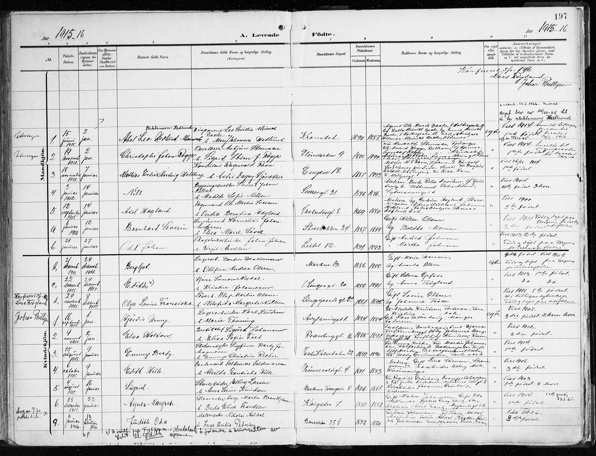 Domkirken sokneprestembete, SAB/A-74801/H/Haa/L0025: Parish register (official) no. B 8, 1903-1925, p. 197