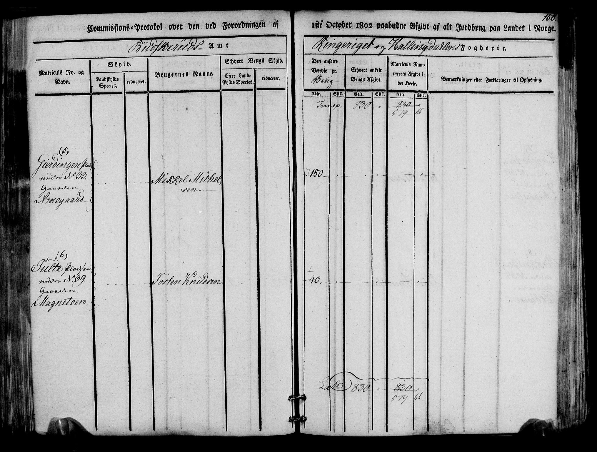 Rentekammeret inntil 1814, Realistisk ordnet avdeling, RA/EA-4070/N/Ne/Nea/L0047: Ringerike og Hallingdal fogderi. Kommisjonsprotokoll for Nes prestegjeld, 1803, p. 153