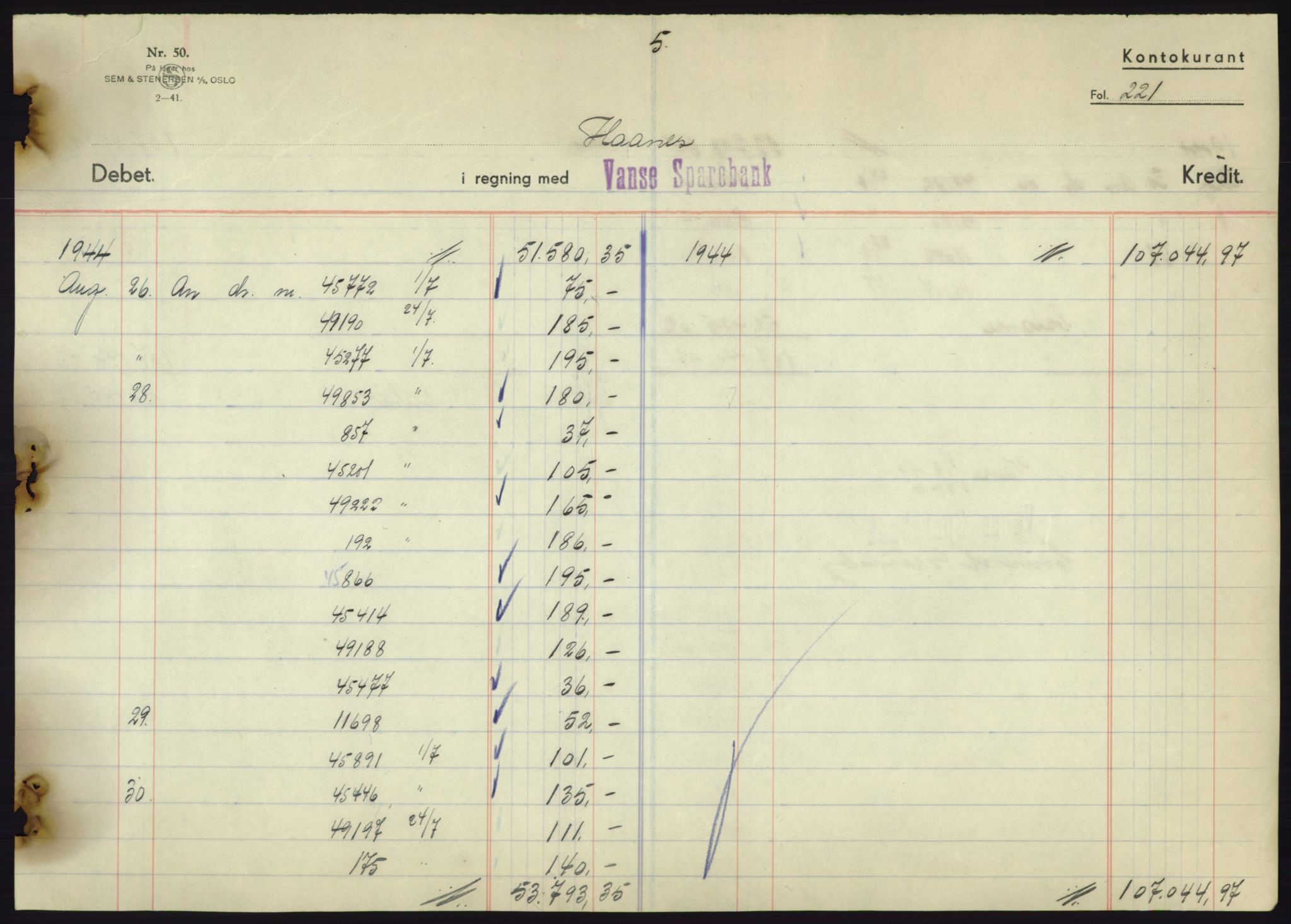 Forsvarsdepartementet, 10. kontor / Oppgjørskontoret, AV/RA-RAFA-1225/D/Db/L0180: Lista oppgjørskontor, 1942-1952, p. 2189