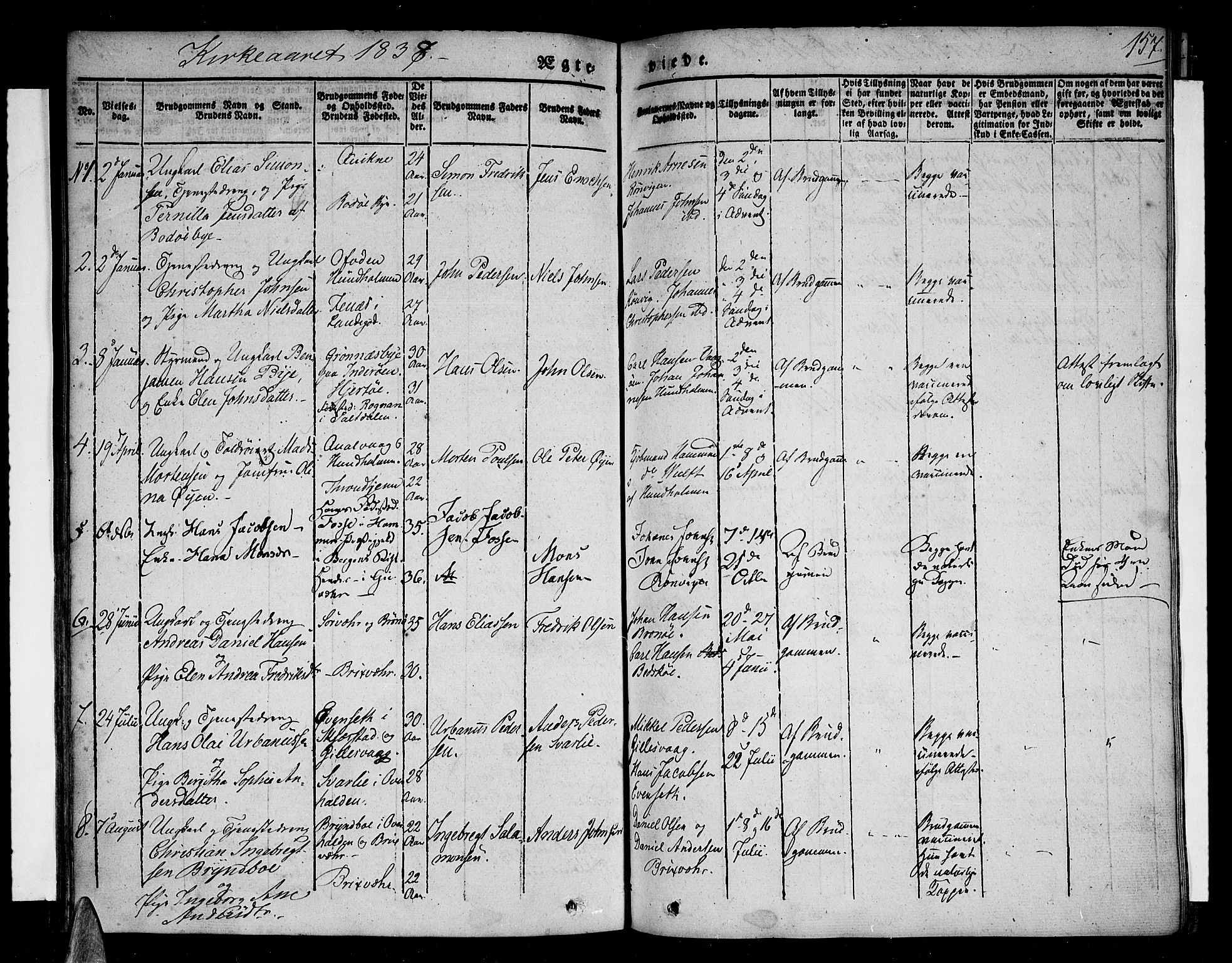 Ministerialprotokoller, klokkerbøker og fødselsregistre - Nordland, SAT/A-1459/801/L0006: Parish register (official) no. 801A06, 1834-1845, p. 157