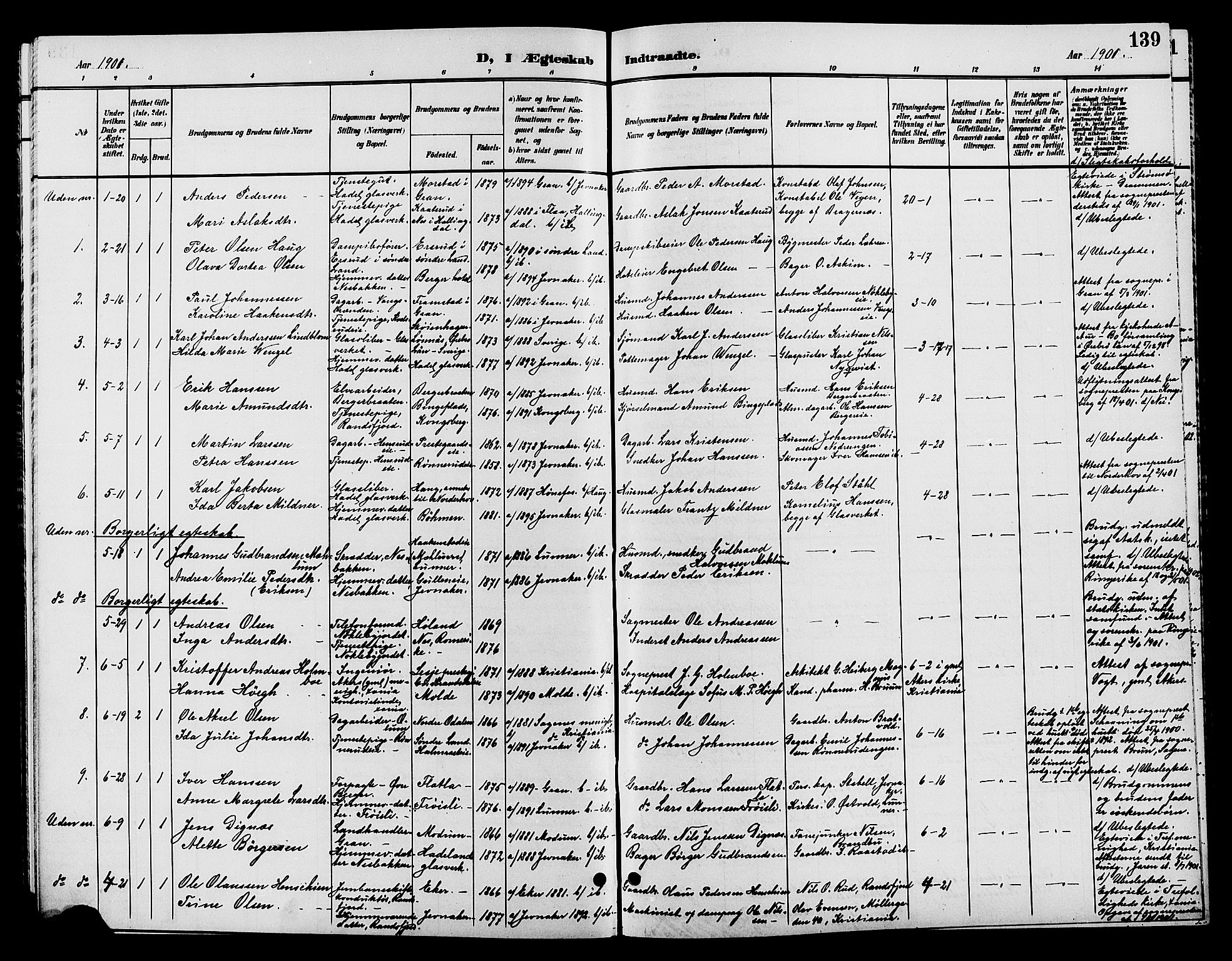 Jevnaker prestekontor, SAH/PREST-116/H/Ha/Hab/L0002: Parish register (copy) no. 2, 1896-1906, p. 139