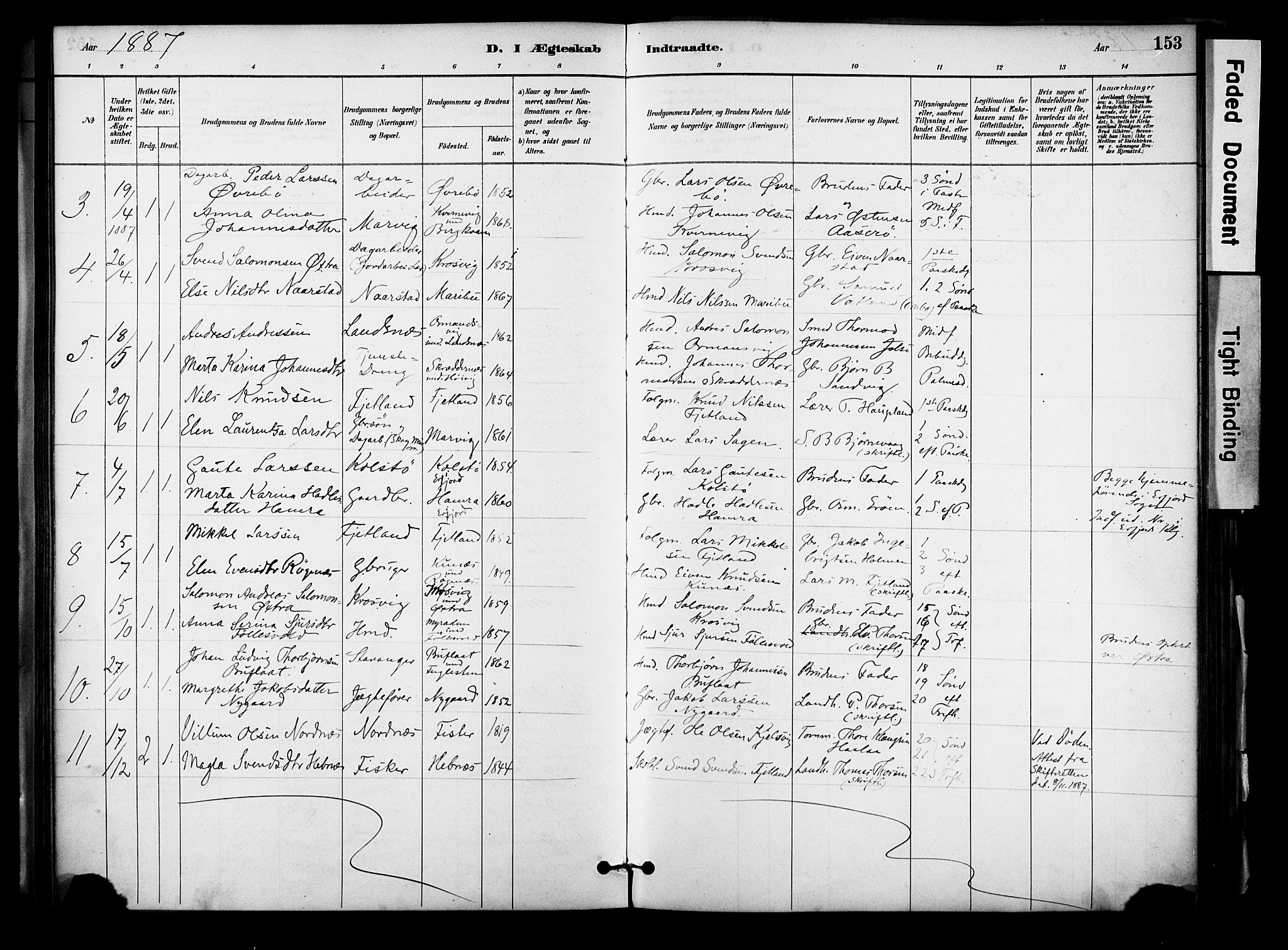 Jelsa sokneprestkontor, AV/SAST-A-101842/01/IV: Parish register (official) no. A 10, 1884-1906, p. 153