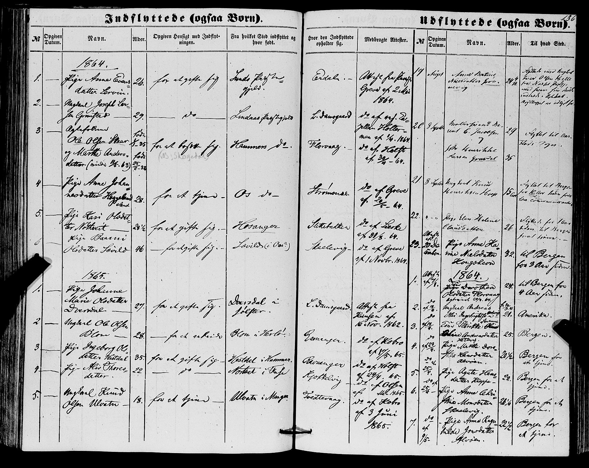 Askøy Sokneprestembete, SAB/A-74101/H/Ha/Haa/Haaa/L0012: Parish register (official) no. A 12, 1855-1877, p. 136