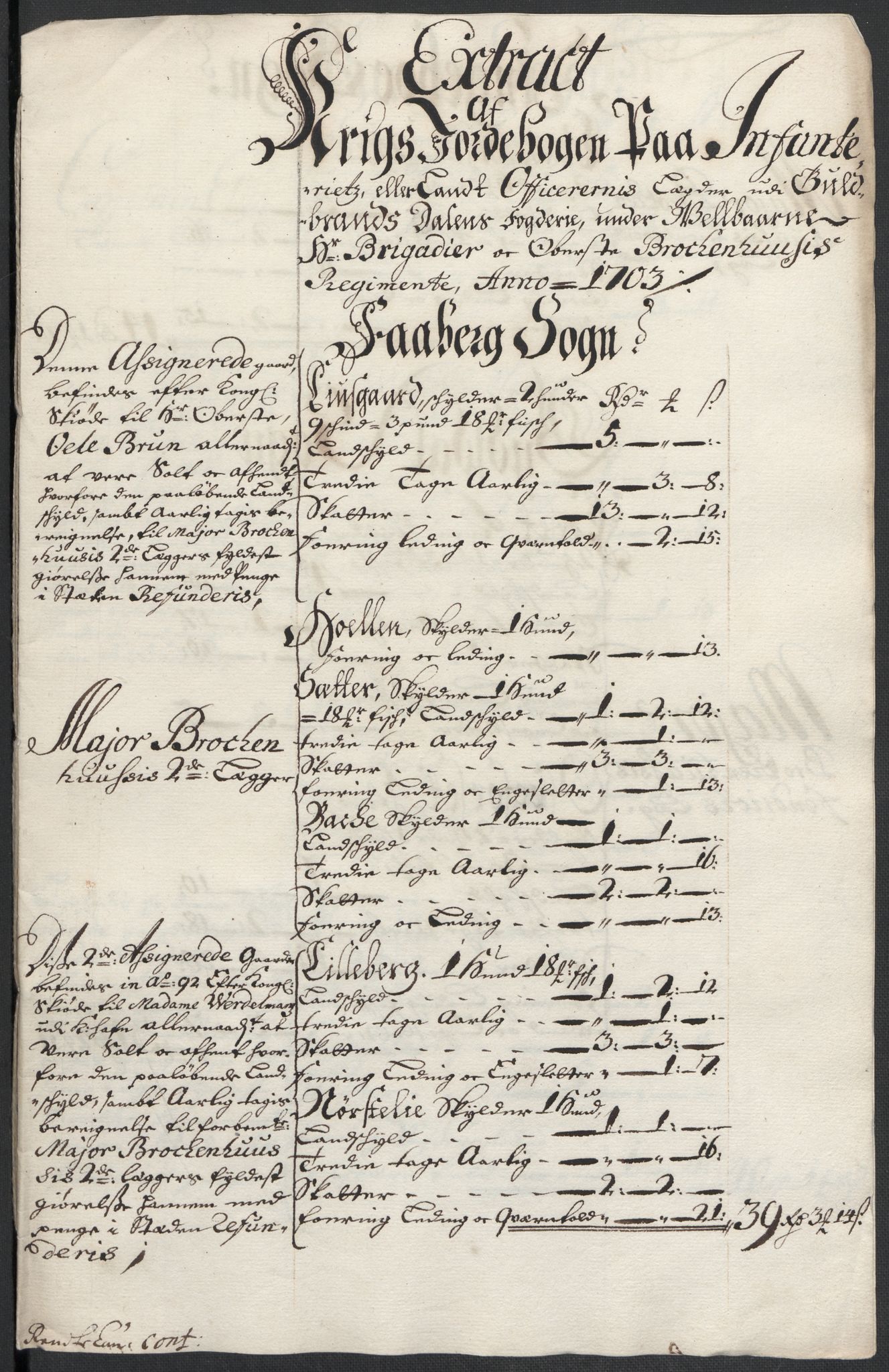 Rentekammeret inntil 1814, Reviderte regnskaper, Fogderegnskap, RA/EA-4092/R17/L1176: Fogderegnskap Gudbrandsdal, 1703, p. 154