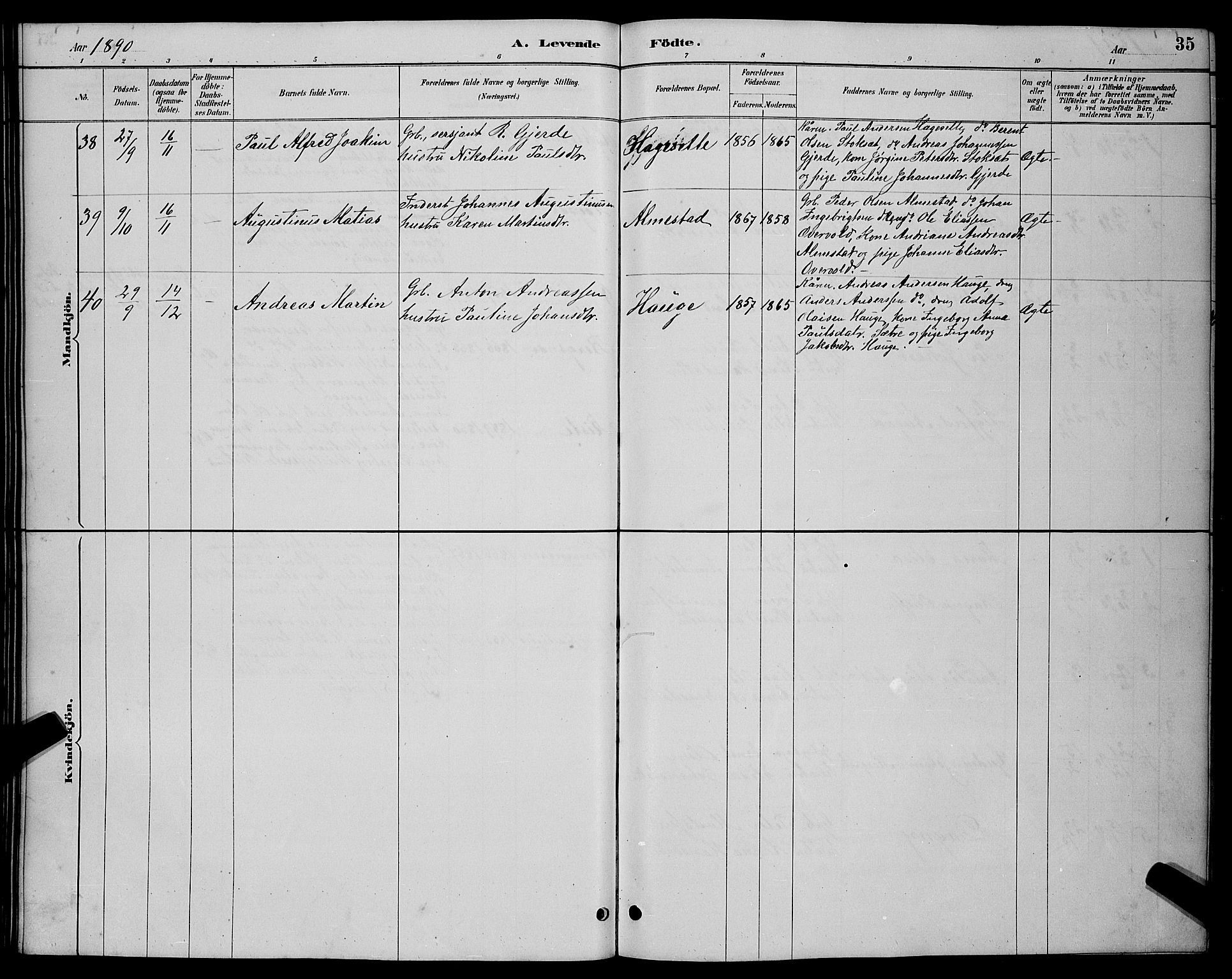 Ministerialprotokoller, klokkerbøker og fødselsregistre - Møre og Romsdal, AV/SAT-A-1454/503/L0048: Parish register (copy) no. 503C03, 1885-1893, p. 35