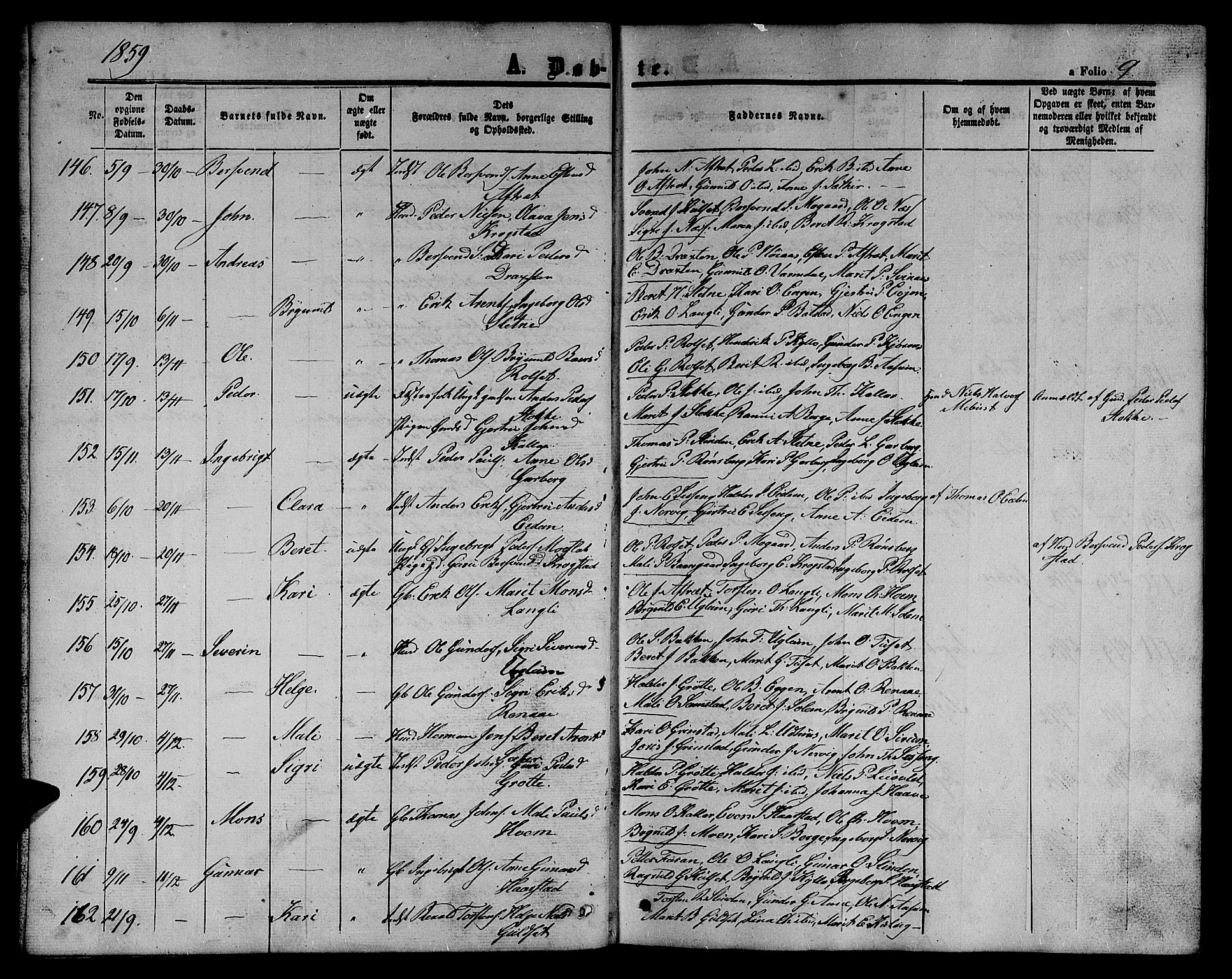 Ministerialprotokoller, klokkerbøker og fødselsregistre - Sør-Trøndelag, SAT/A-1456/695/L1155: Parish register (copy) no. 695C06, 1859-1868, p. 9