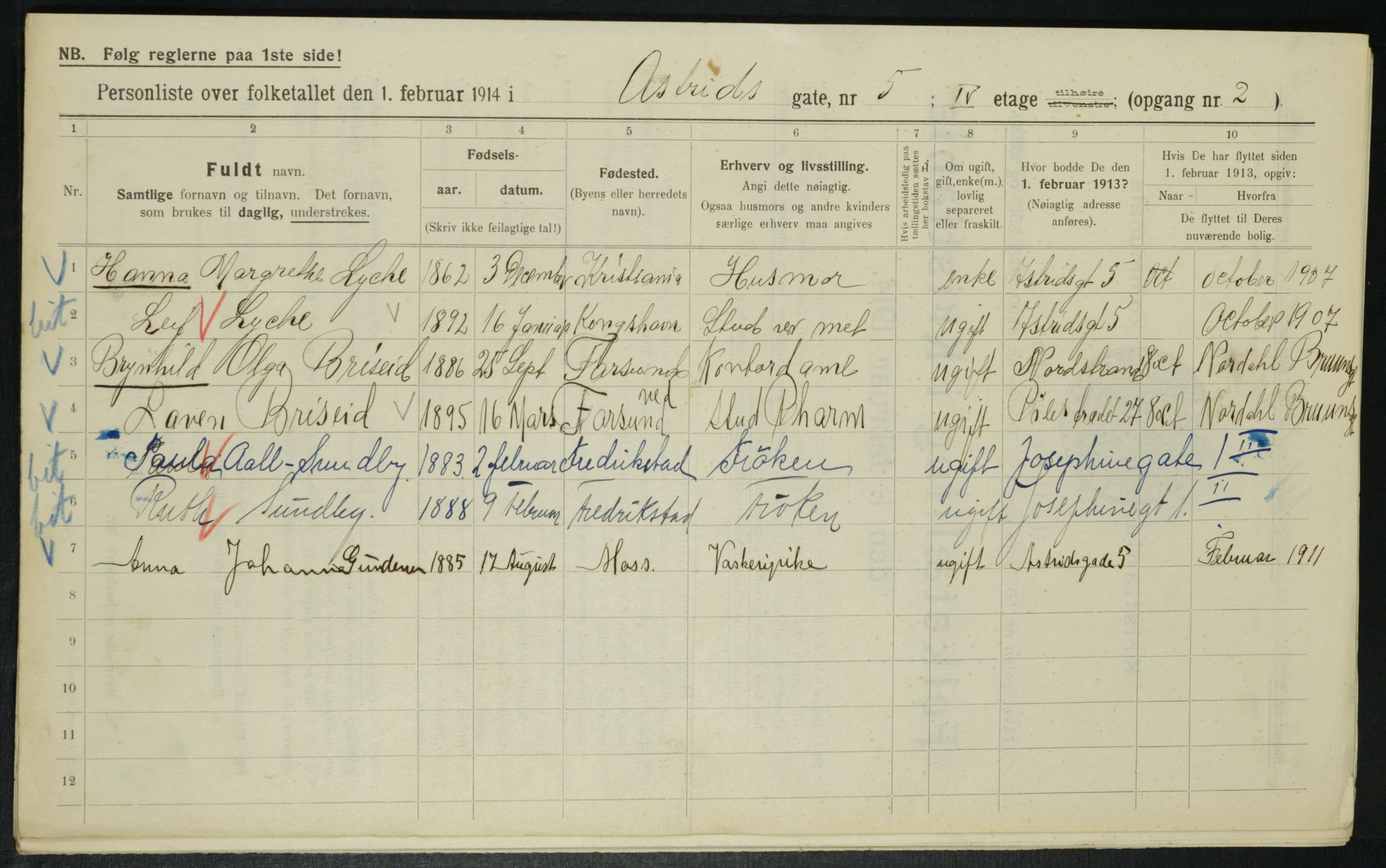 OBA, Municipal Census 1914 for Kristiania, 1914, p. 17322