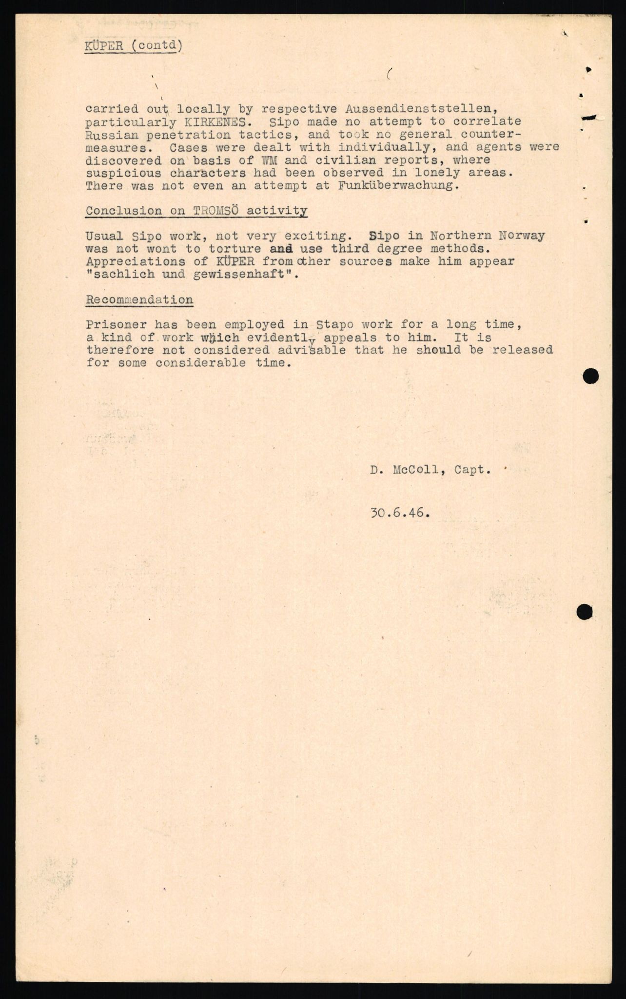 Forsvaret, Forsvarets overkommando II, AV/RA-RAFA-3915/D/Db/L0019: CI Questionaires. Tyske okkupasjonsstyrker i Norge. Tyskere., 1945-1946, p. 95