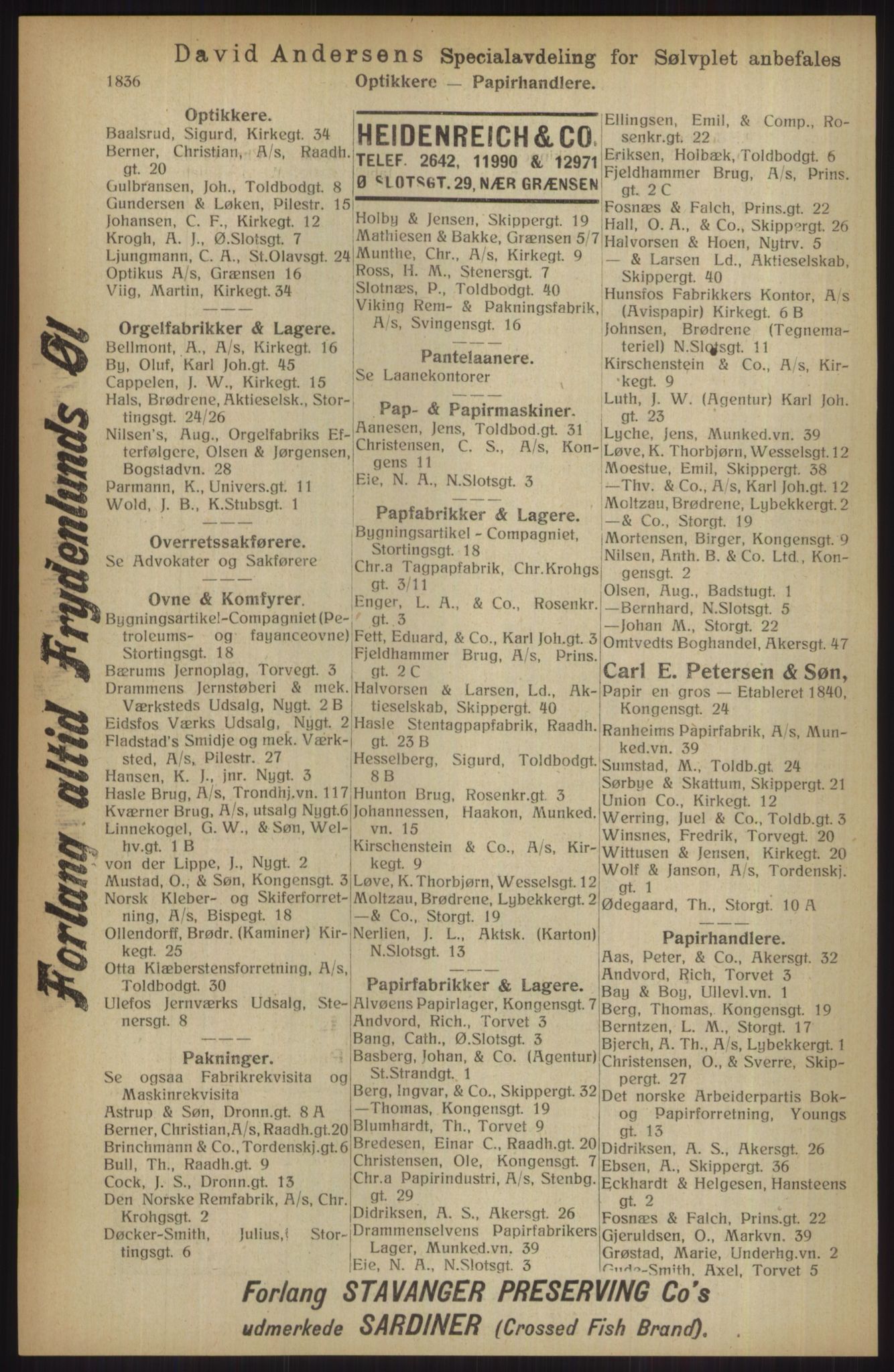 Kristiania/Oslo adressebok, PUBL/-, 1914, p. 1836