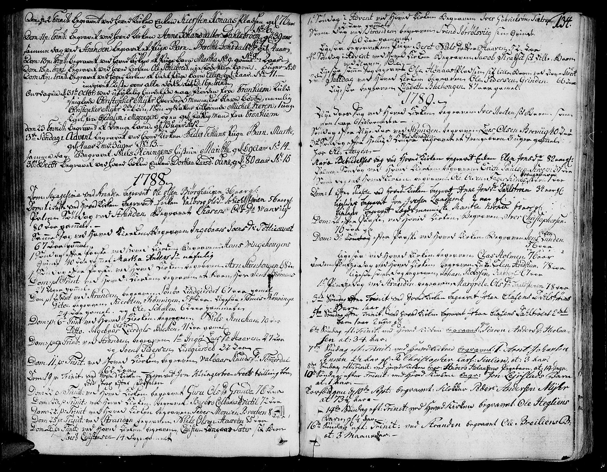 Ministerialprotokoller, klokkerbøker og fødselsregistre - Nord-Trøndelag, SAT/A-1458/701/L0004: Parish register (official) no. 701A04, 1783-1816, p. 134