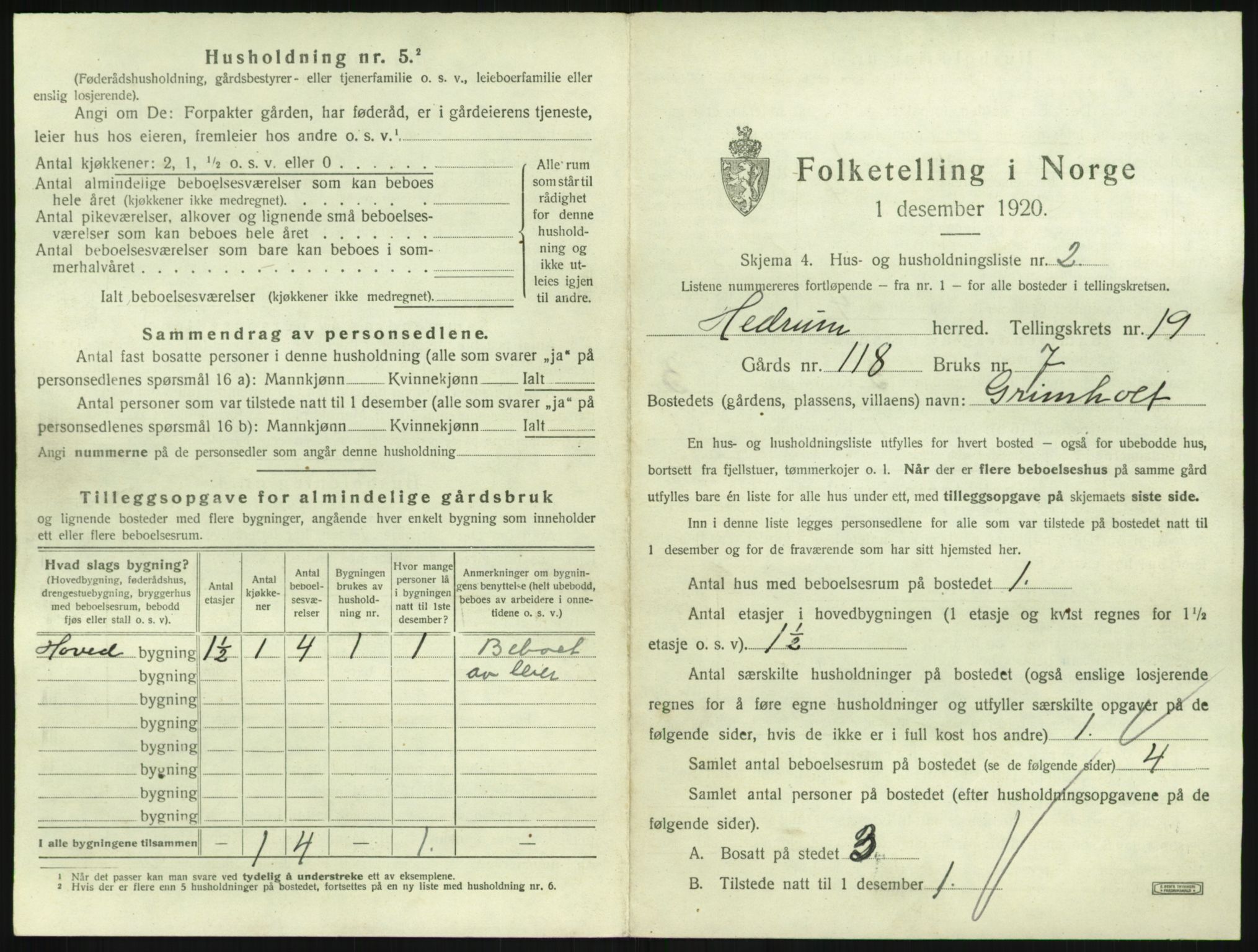 SAKO, 1920 census for Hedrum, 1920, p. 1667