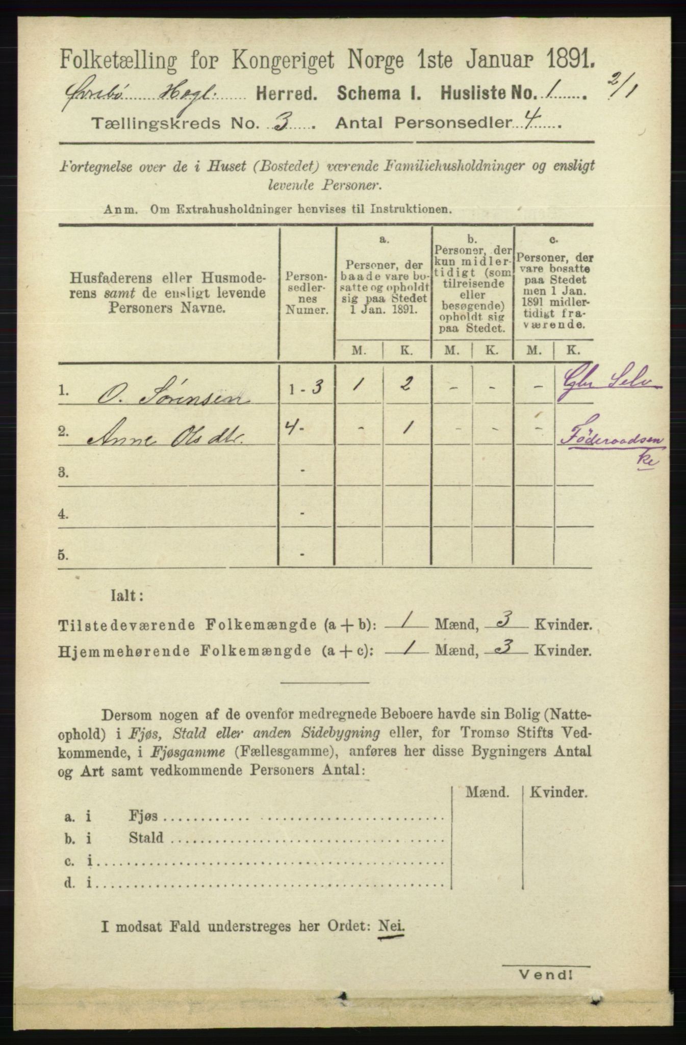 RA, 1891 census for 1016 Øvrebø og Hægeland, 1891, p. 499