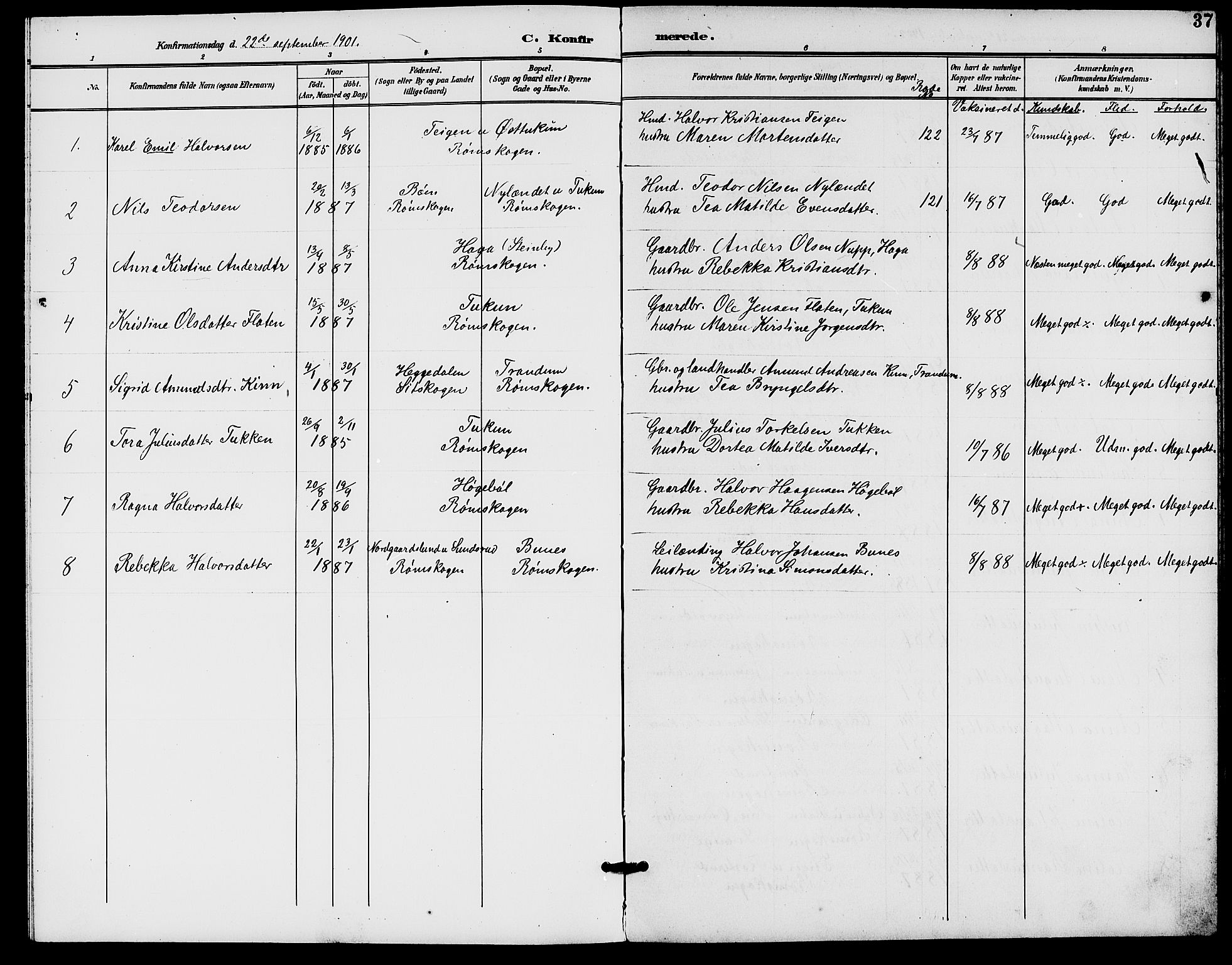 Rødenes prestekontor Kirkebøker, AV/SAO-A-2005/G/Gb/L0001: Parish register (copy) no. II 1, 1901-1910, p. 37