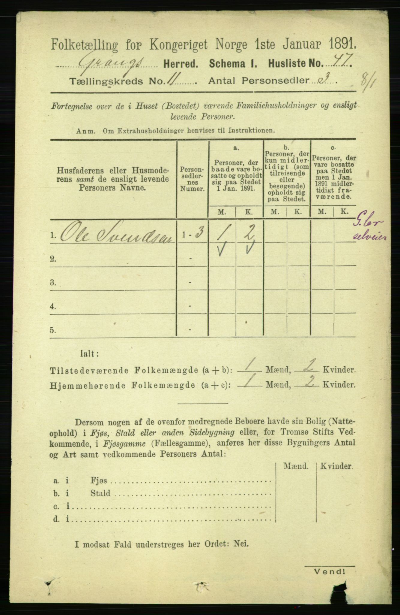 RA, 1891 census for 1742 Grong, 1891, p. 4077