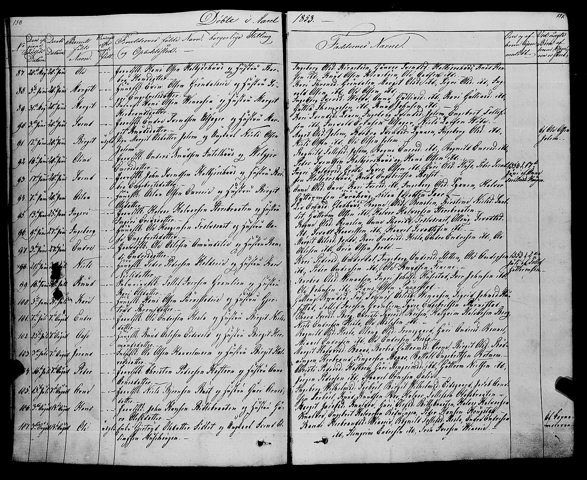 Gol kirkebøker, SAKO/A-226/F/Fa/L0002: Parish register (official) no. I 2, 1837-1863, p. 150-151