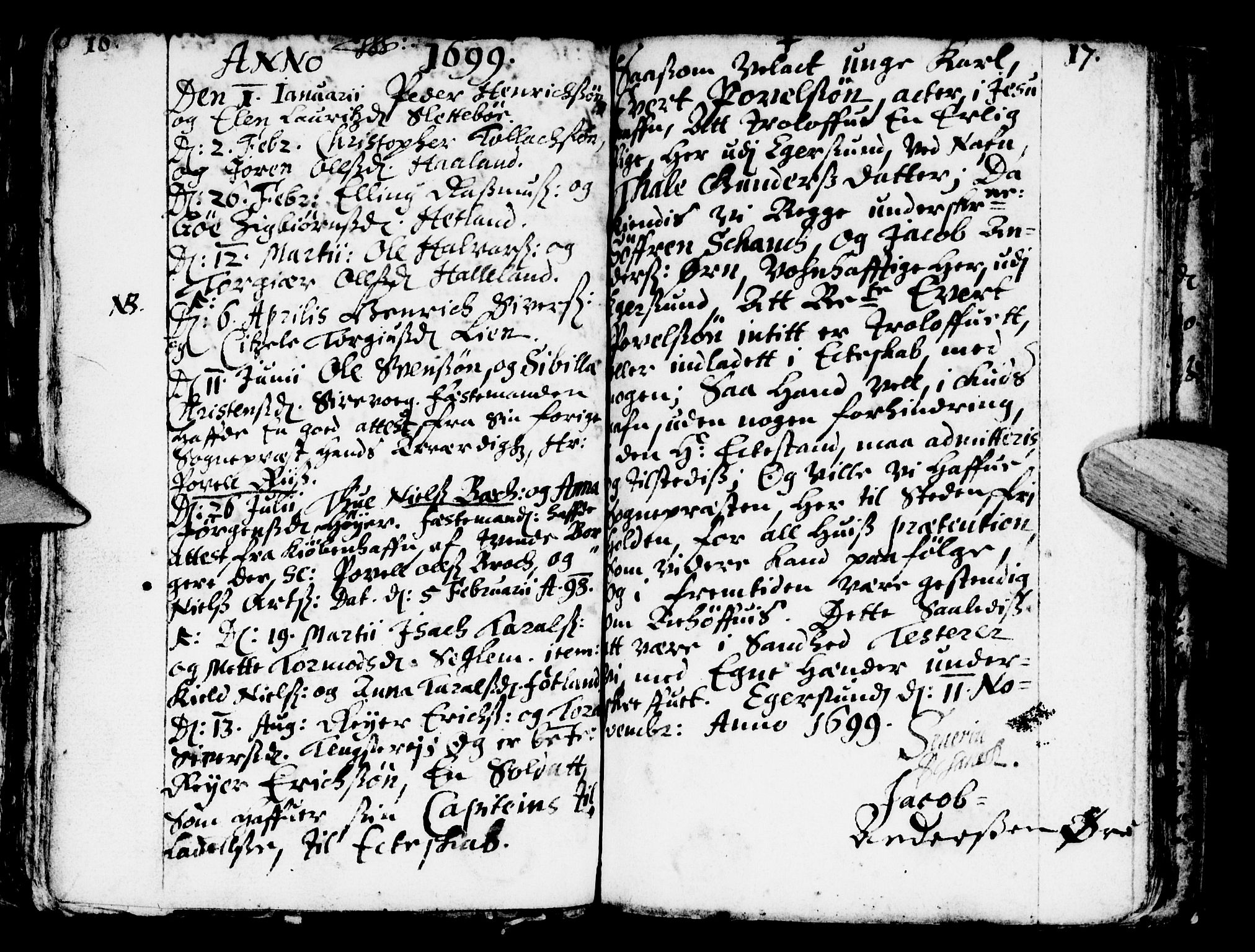 Eigersund sokneprestkontor, SAST/A-101807/S08/L0001: Parish register (official) no. A 1, 1664-1717, p. 16-17