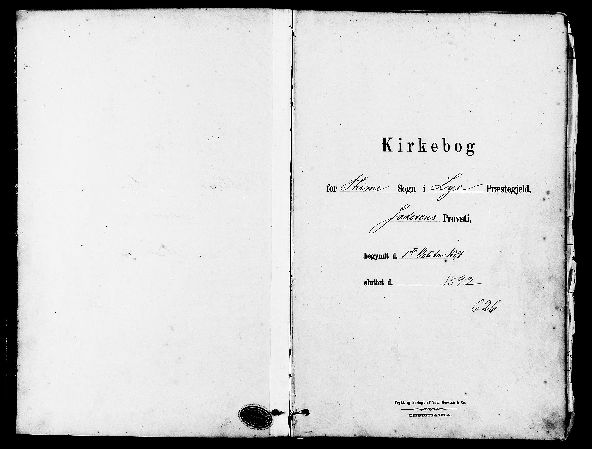Lye sokneprestkontor, AV/SAST-A-101794/001/30BA/L0009: Parish register (official) no. A 8, 1881-1892