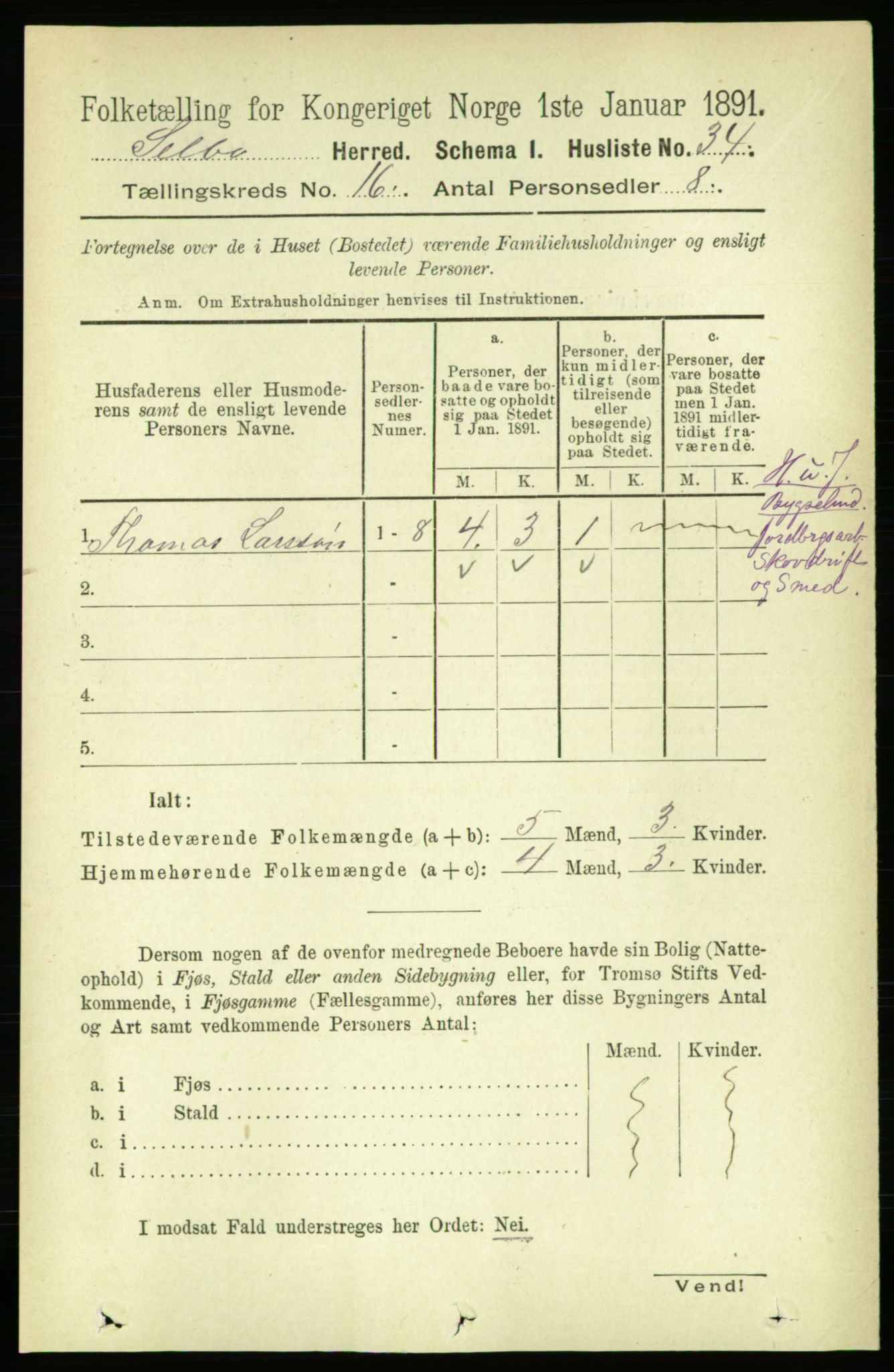 RA, 1891 census for 1664 Selbu, 1891, p. 5720