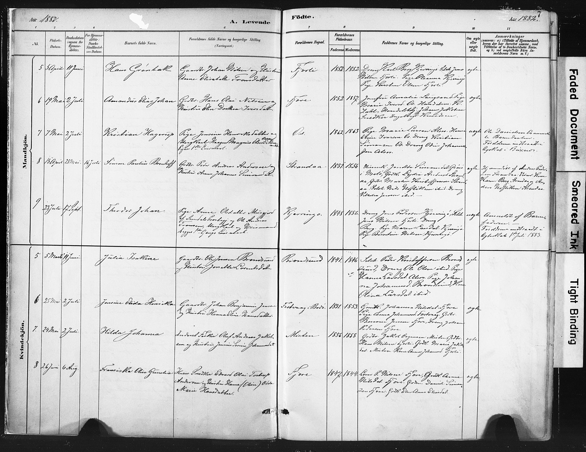 Ministerialprotokoller, klokkerbøker og fødselsregistre - Nordland, SAT/A-1459/803/L0071: Parish register (official) no. 803A01, 1881-1897, p. 7