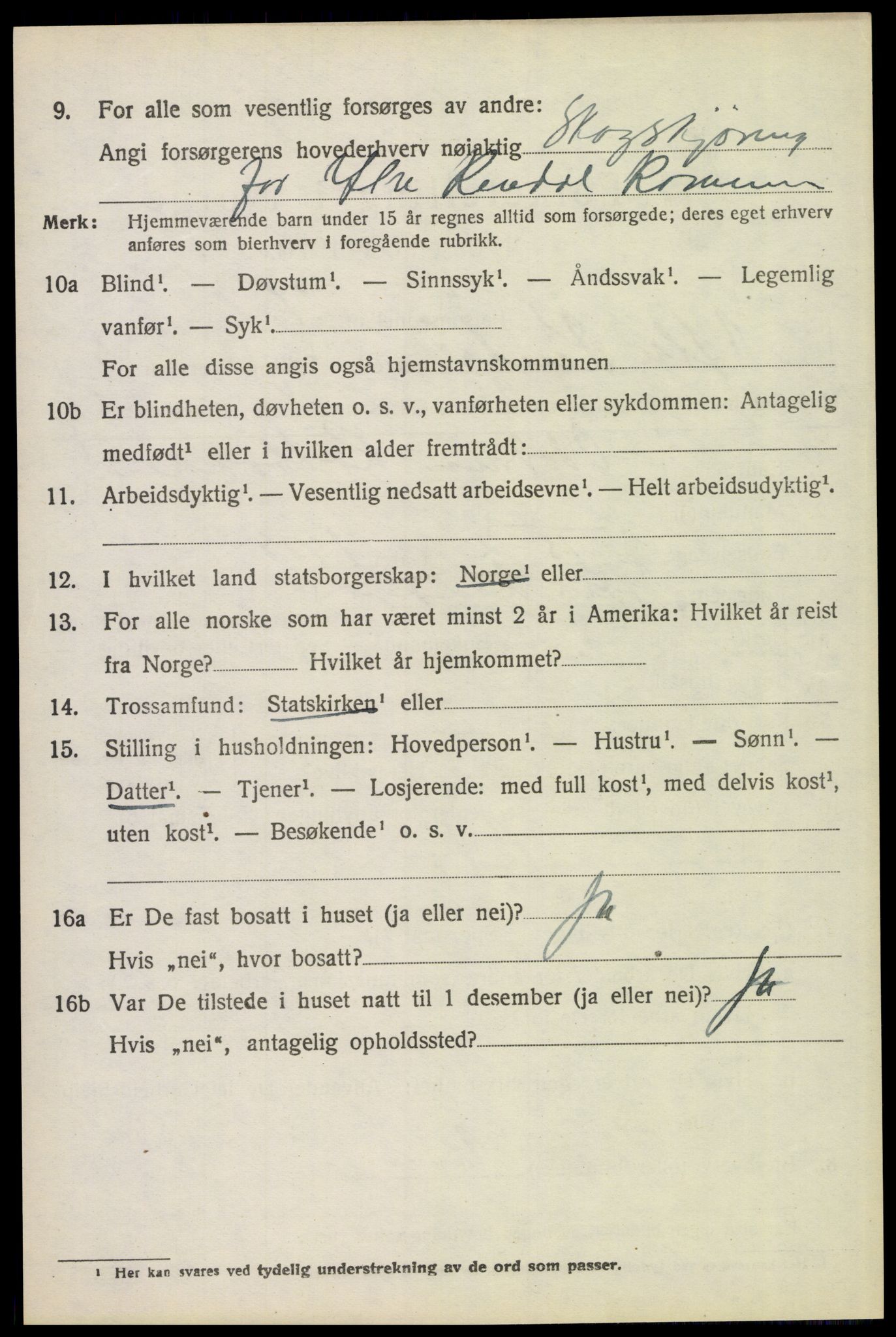 SAH, 1920 census for Ytre Rendal, 1920, p. 2934