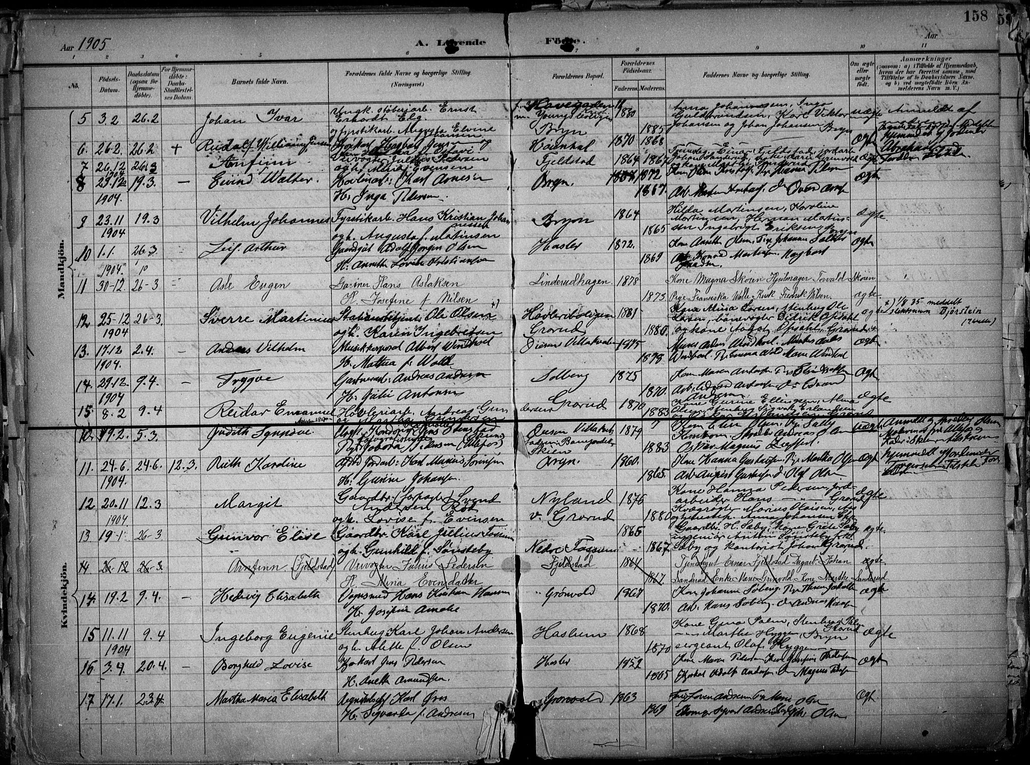 Østre Aker prestekontor Kirkebøker, AV/SAO-A-10840/F/Fa/L0010: Parish register (official) no. I 10, 1895-1912, p. 158