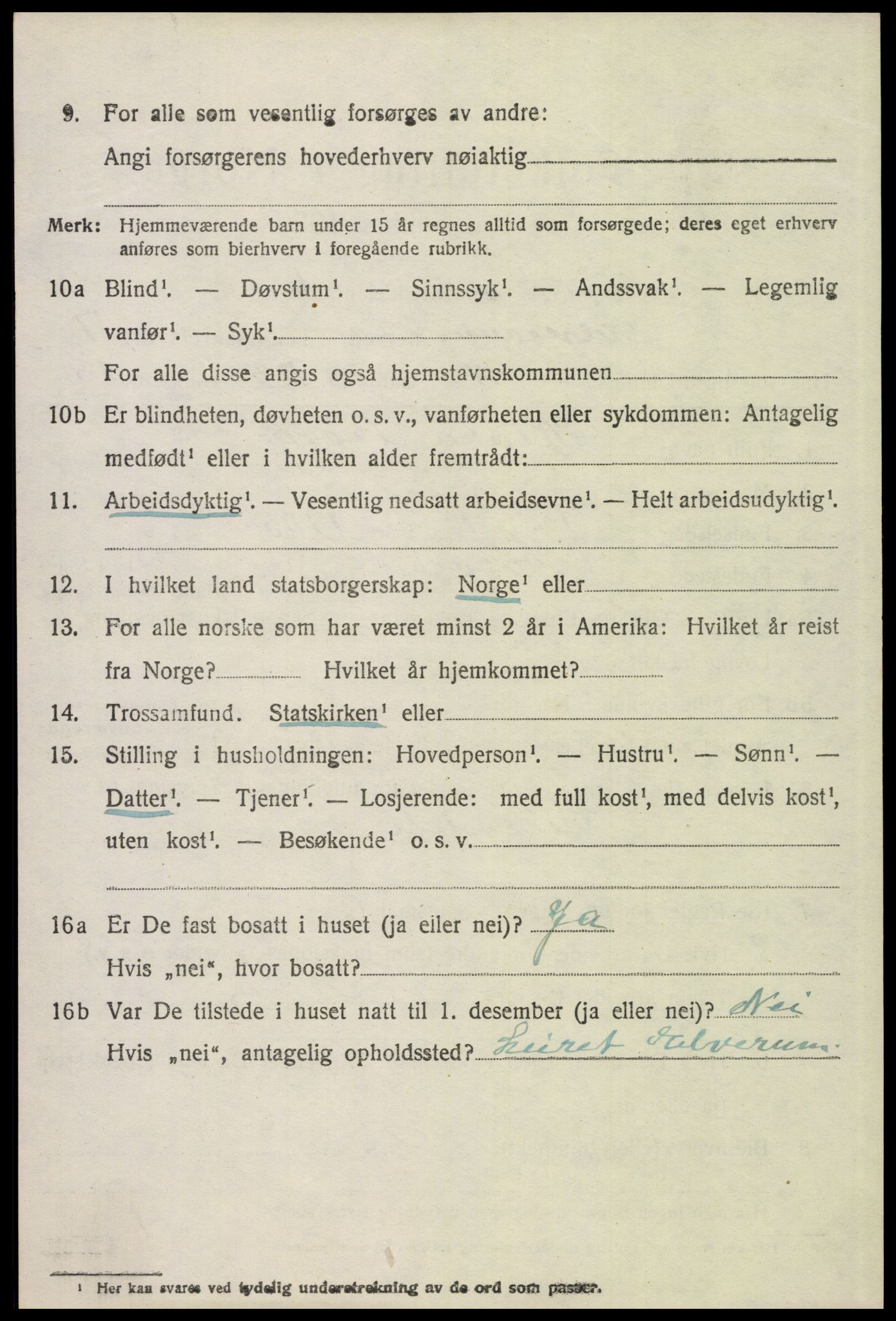 SAH, 1920 census for Elverum, 1920, p. 21443