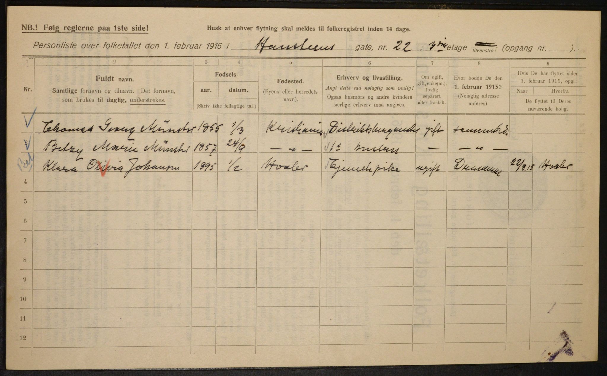 OBA, Municipal Census 1916 for Kristiania, 1916, p. 35621