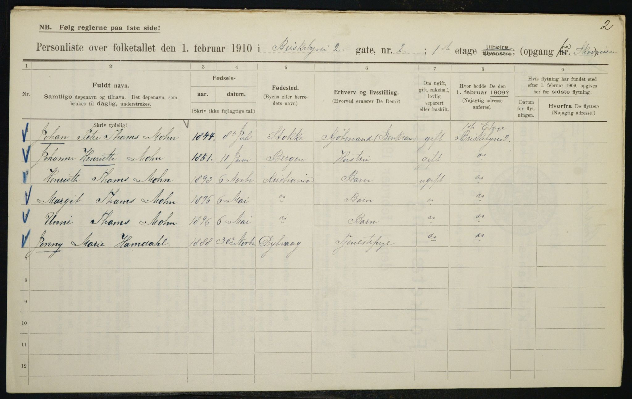 OBA, Municipal Census 1910 for Kristiania, 1910, p. 8832