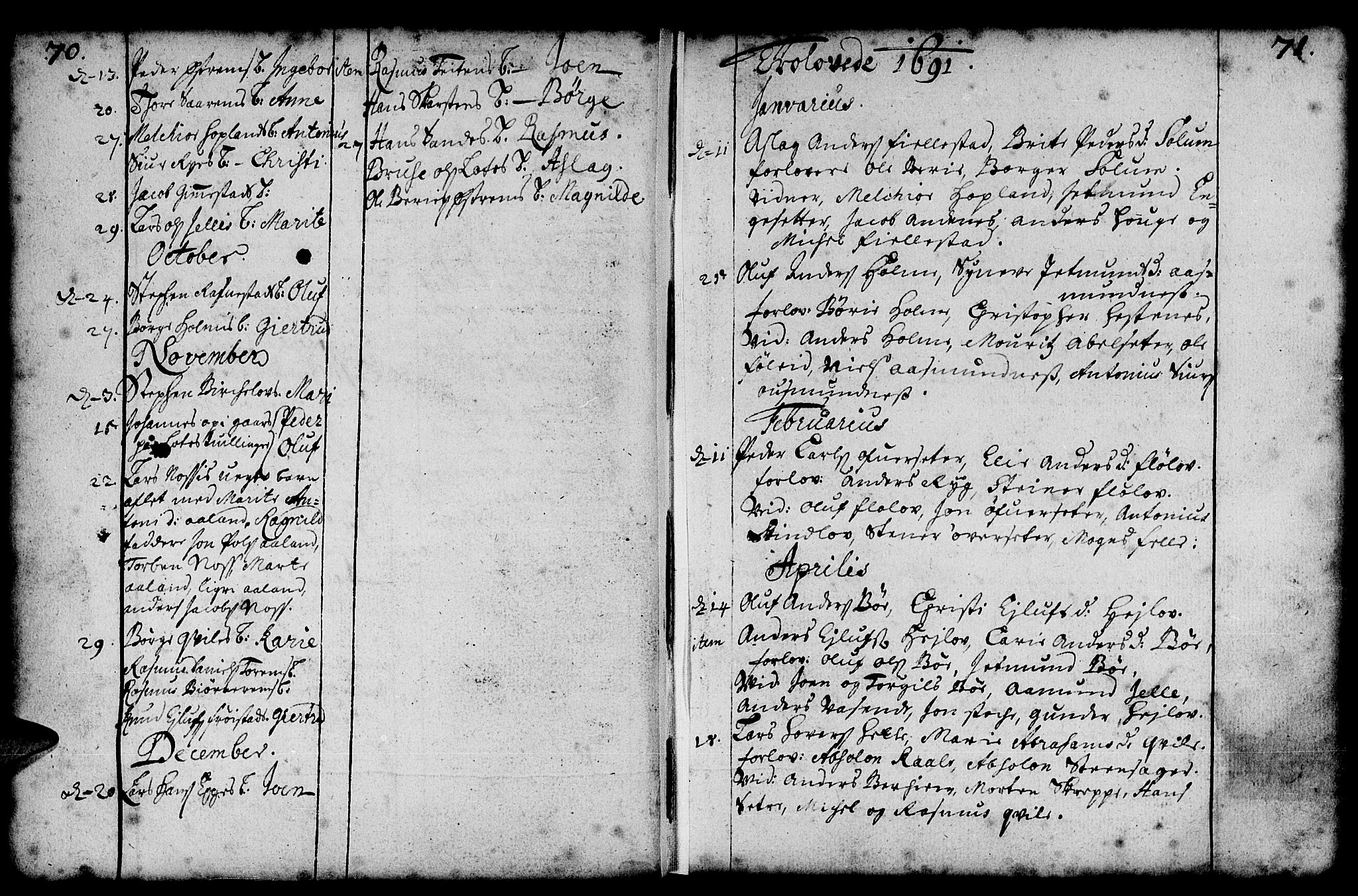 Gloppen sokneprestembete, AV/SAB-A-80101/H/Haa/Haaa/L0001: Parish register (official) no. A 1, 1686-1711, p. 70-71