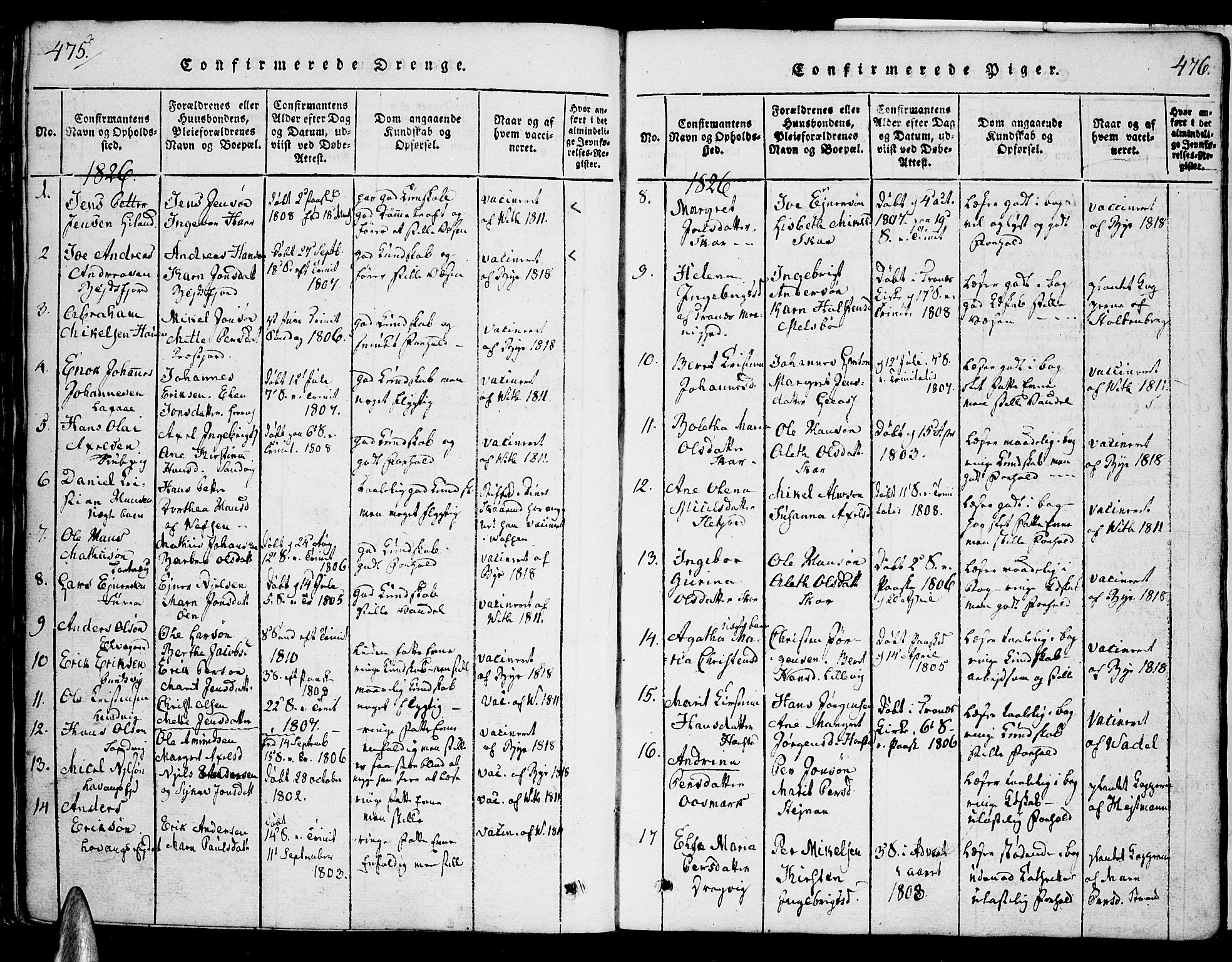 Ministerialprotokoller, klokkerbøker og fødselsregistre - Nordland, AV/SAT-A-1459/863/L0894: Parish register (official) no. 863A06, 1821-1851, p. 475-476